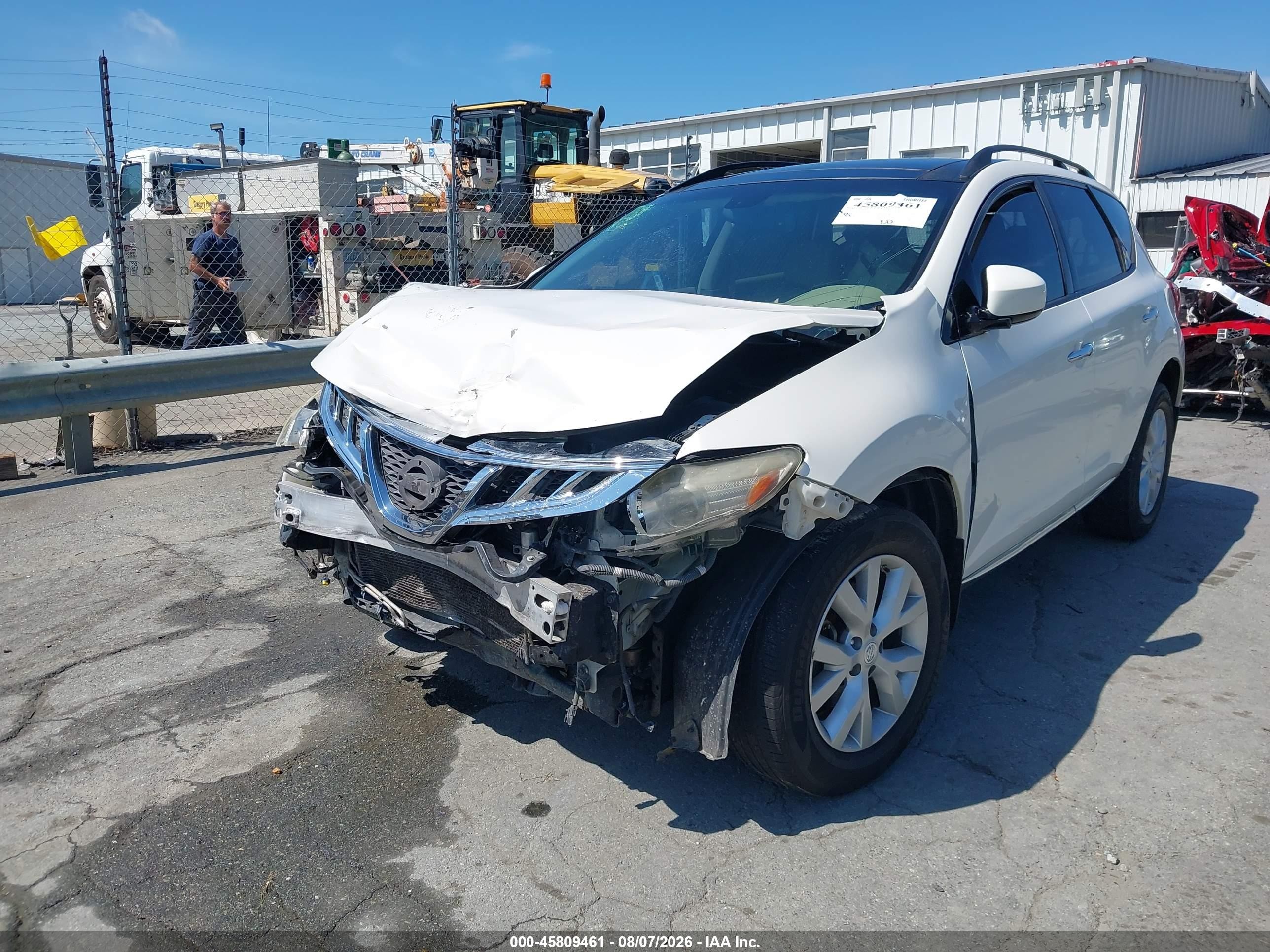 2014 Nissan Murano Sl White vin: JN8AZ1MU0EW411274