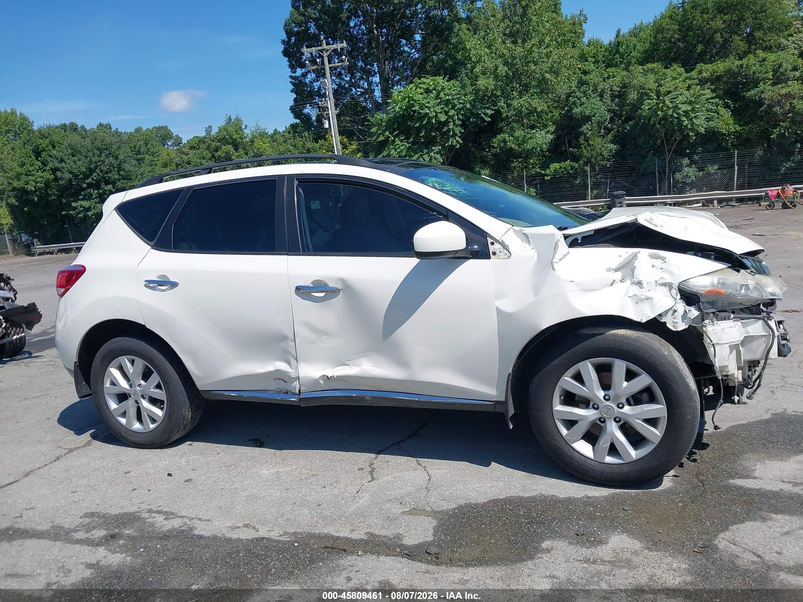 2014 Nissan Murano Sl White vin: JN8AZ1MU0EW411274