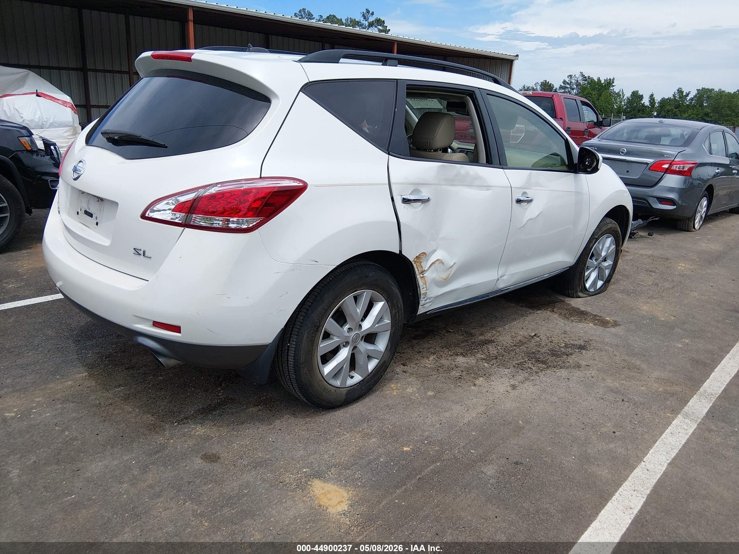 2013 Nissan Murano Sl White vin: JN8AZ1MU1DW209316