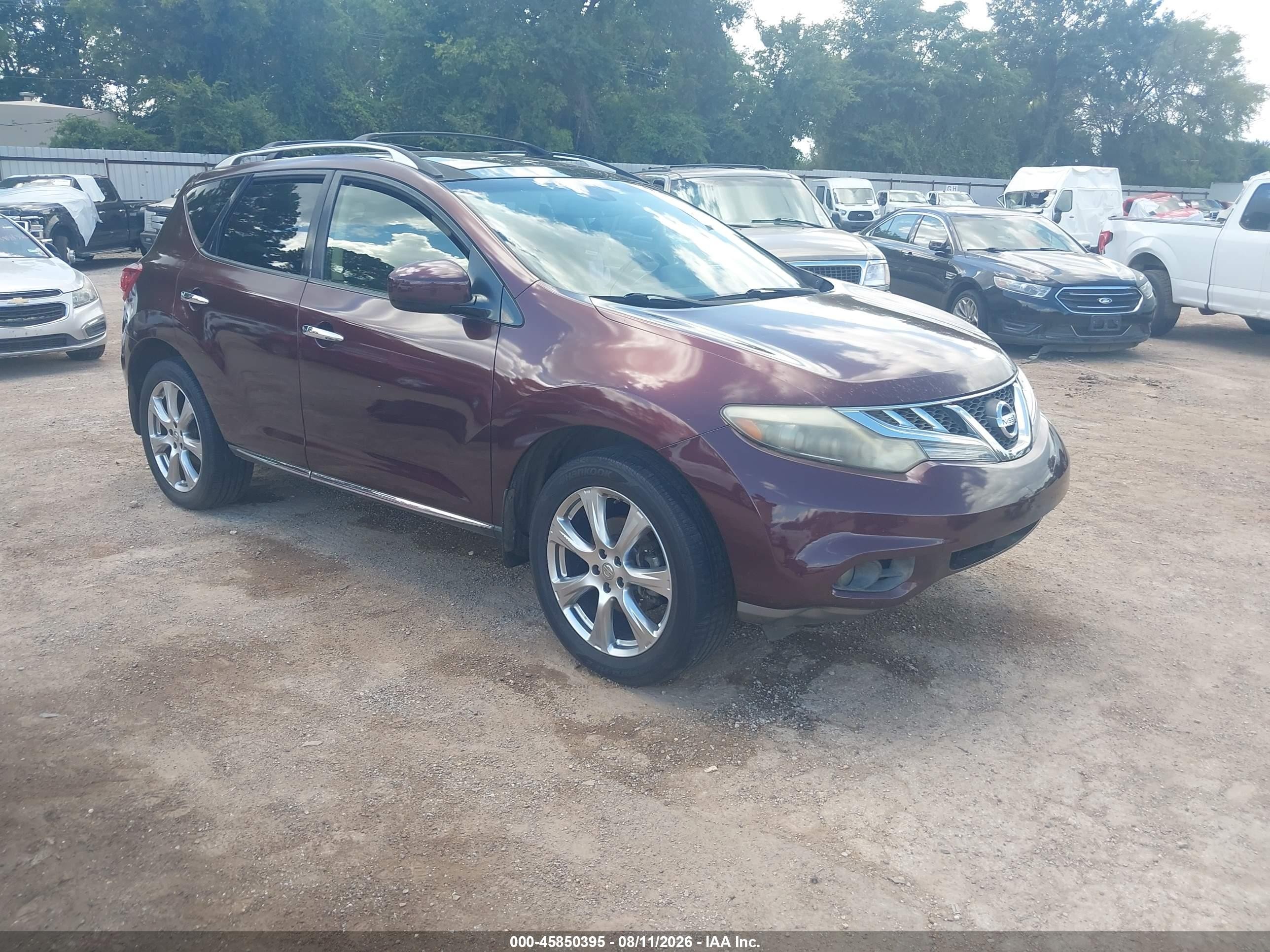 2013 Nissan Murano Le Бордовый vin: JN8AZ1MU1DW209798