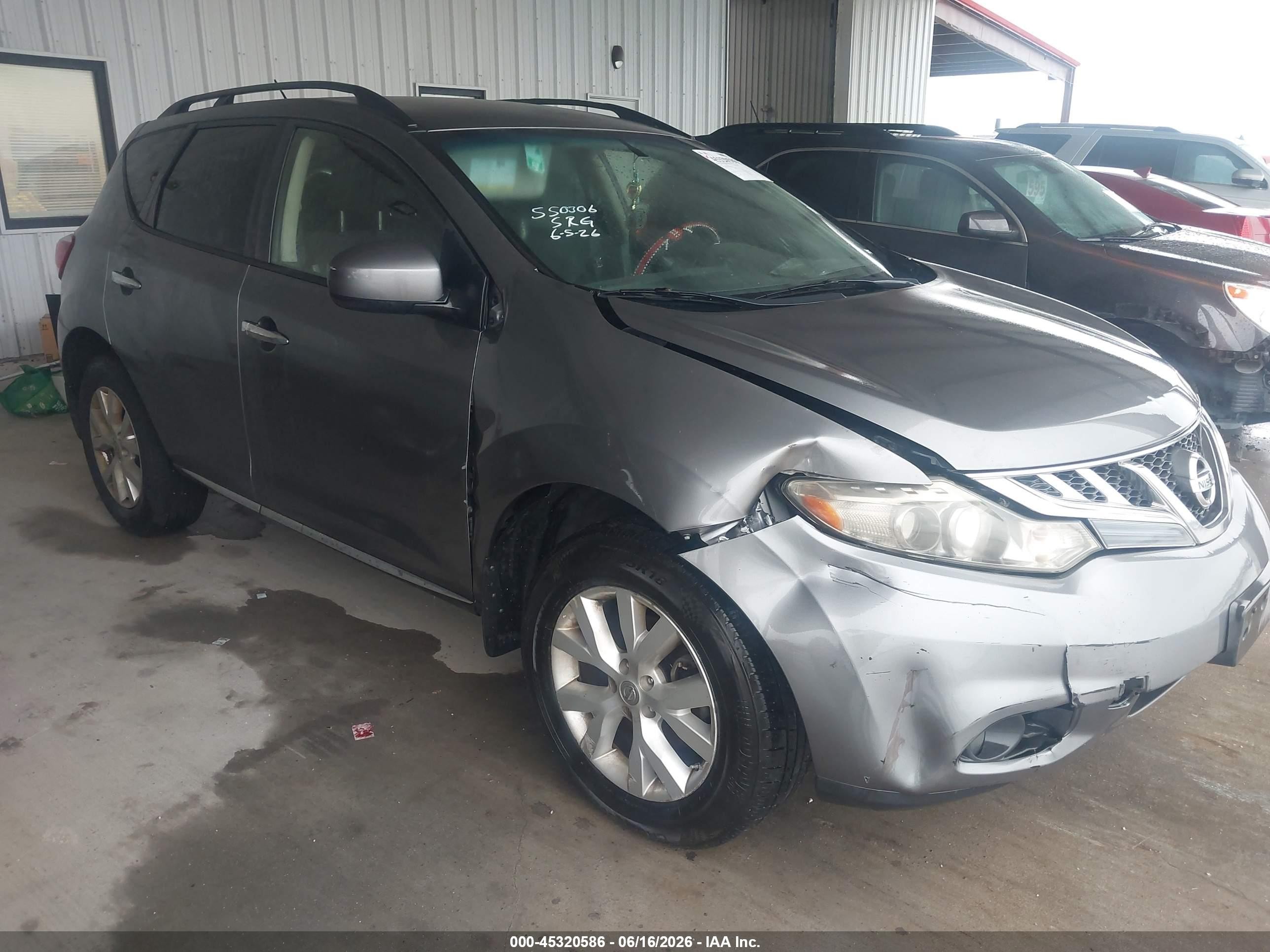 2014 Nissan Murano Sv Gray vin: JN8AZ1MU1EW405693