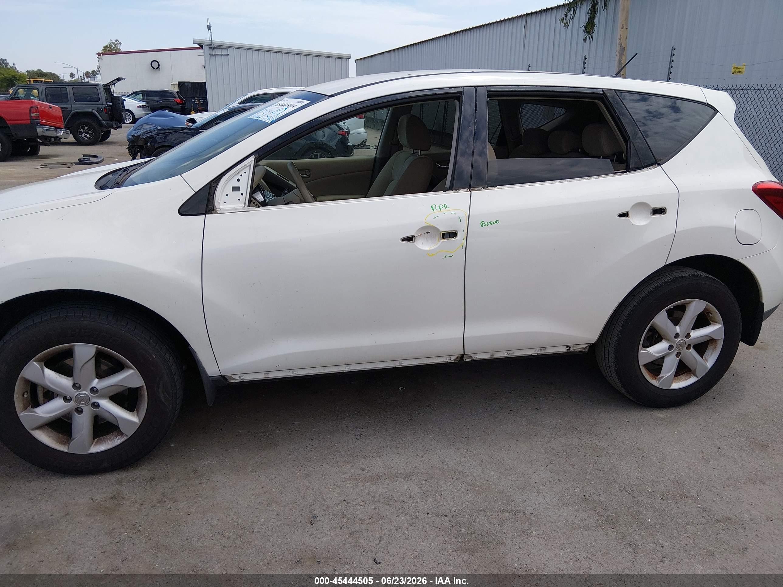 2010 Nissan Murano S White vin: JN8AZ1MU2AW021304