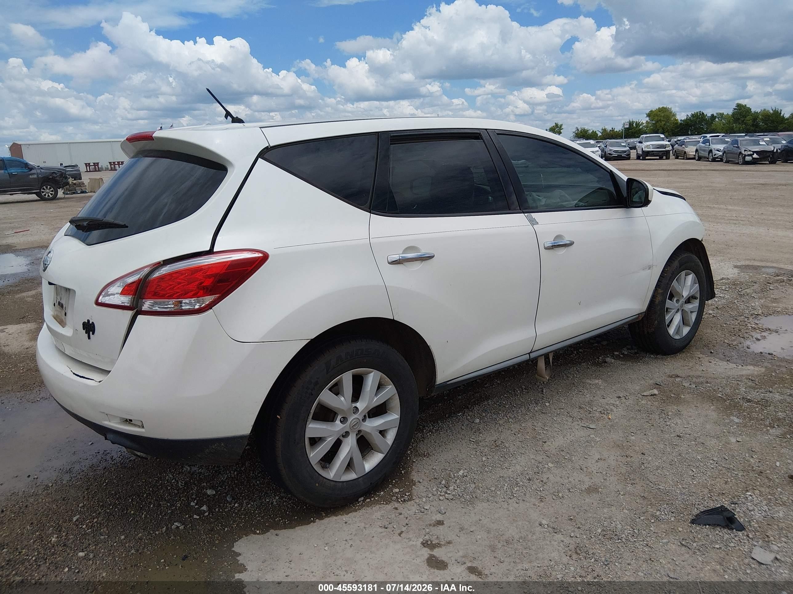 2012 Nissan Murano S White vin: JN8AZ1MU2CW104279