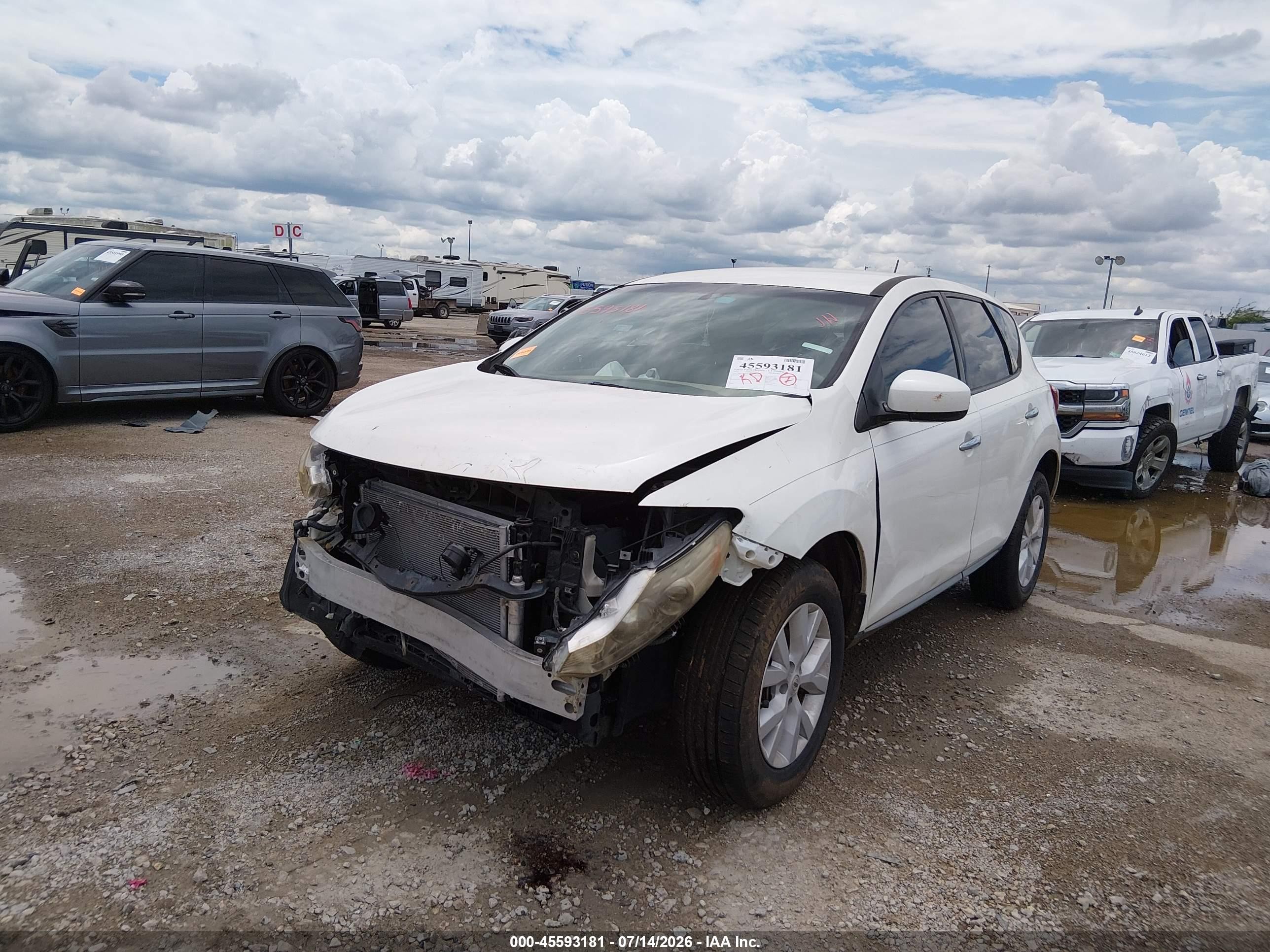 2012 Nissan Murano S White vin: JN8AZ1MU2CW104279