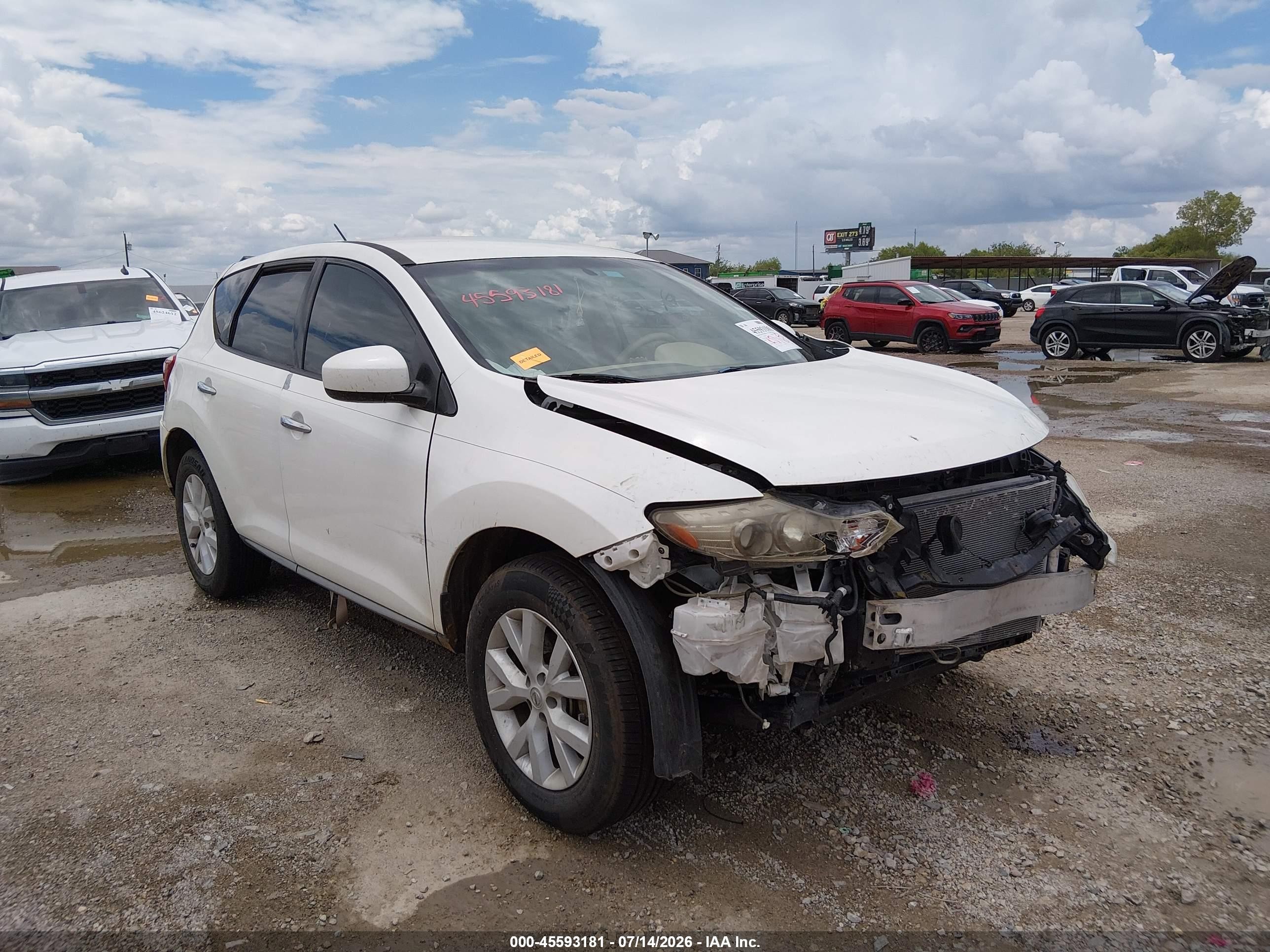 2012 Nissan Murano S White vin: JN8AZ1MU2CW104279