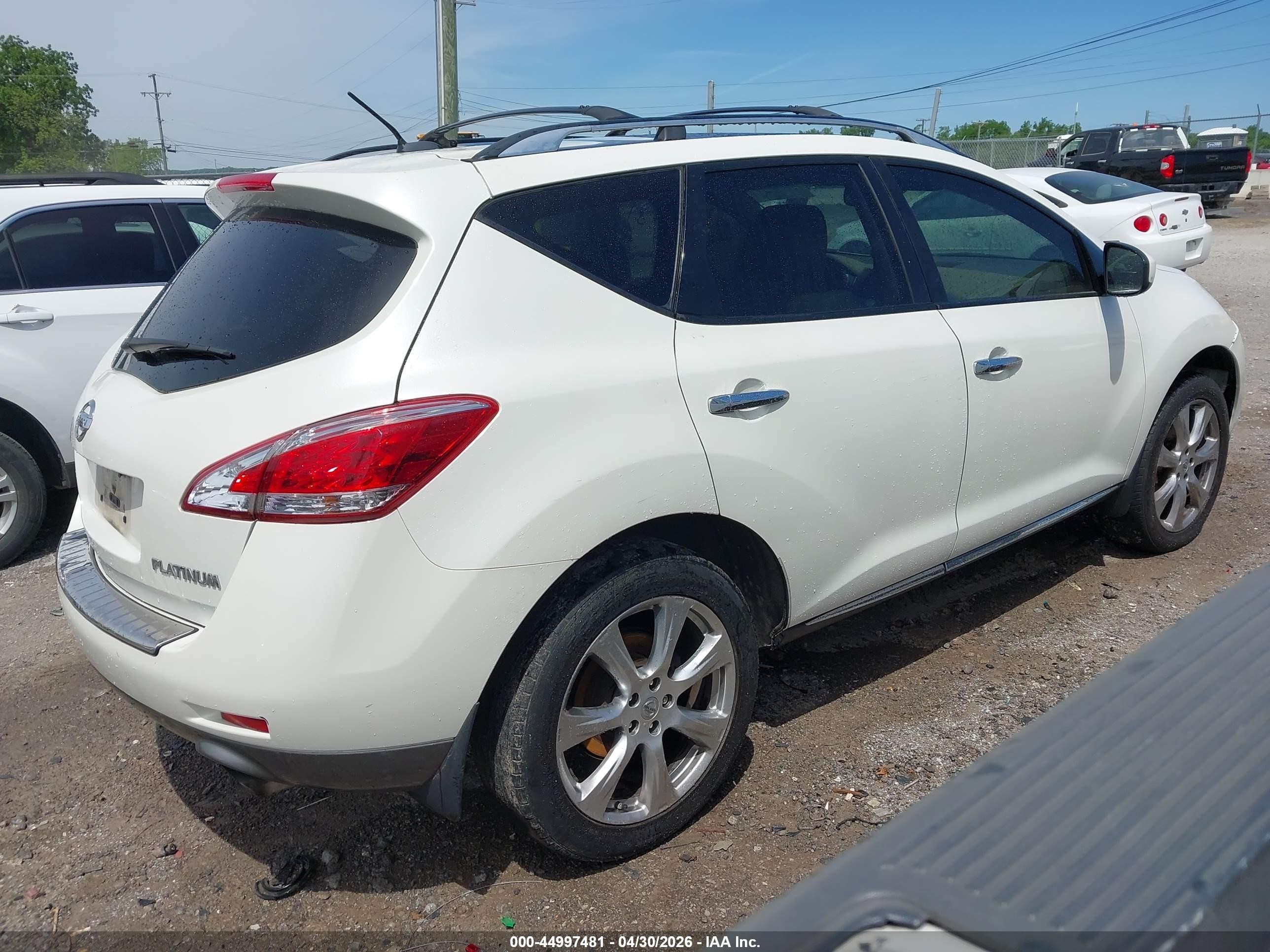 2012 Nissan Murano Le White vin: JN8AZ1MU2CW116674