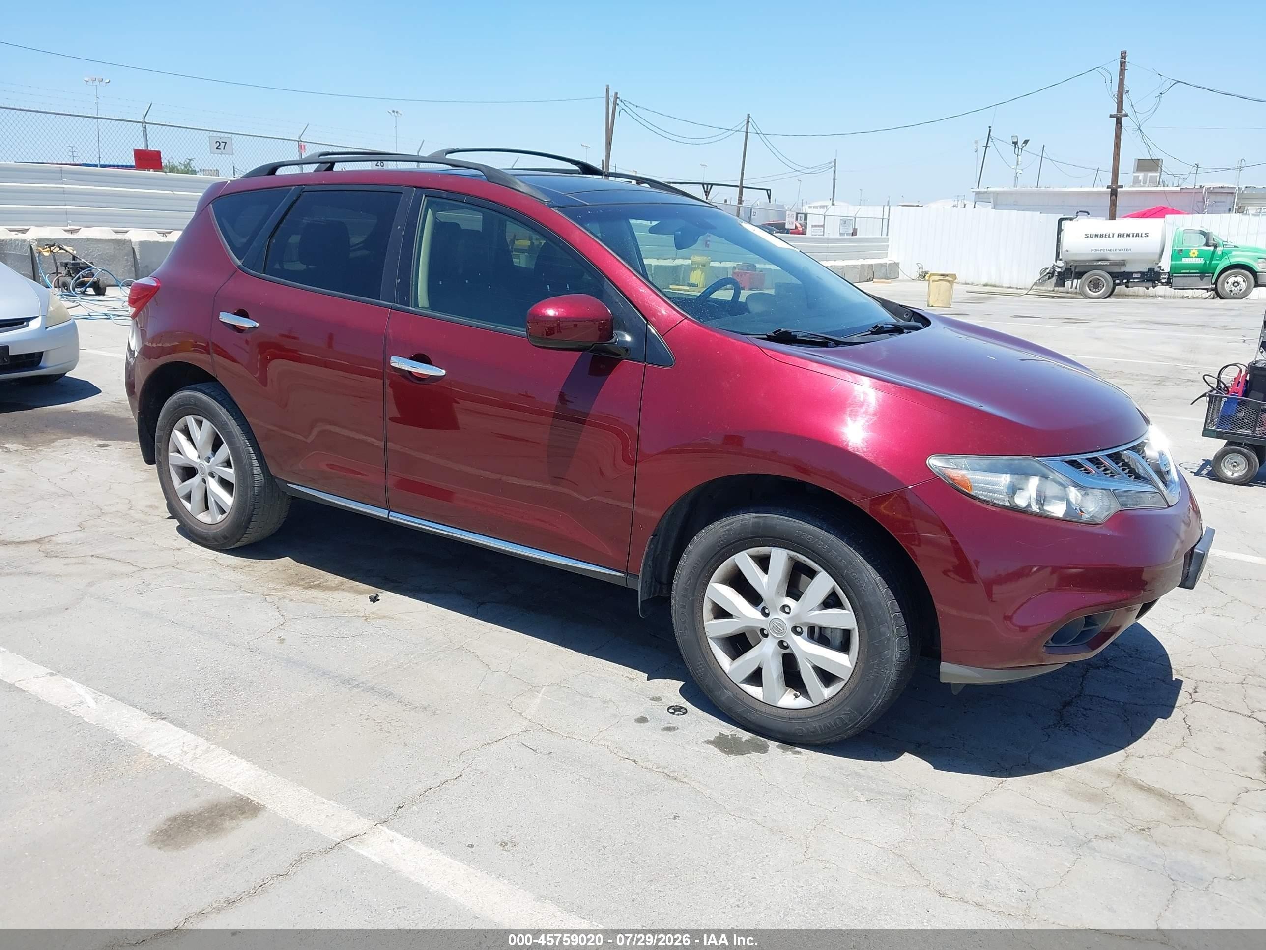 2012 Nissan Murano Sl Maroon vin: JN8AZ1MU2CW118005