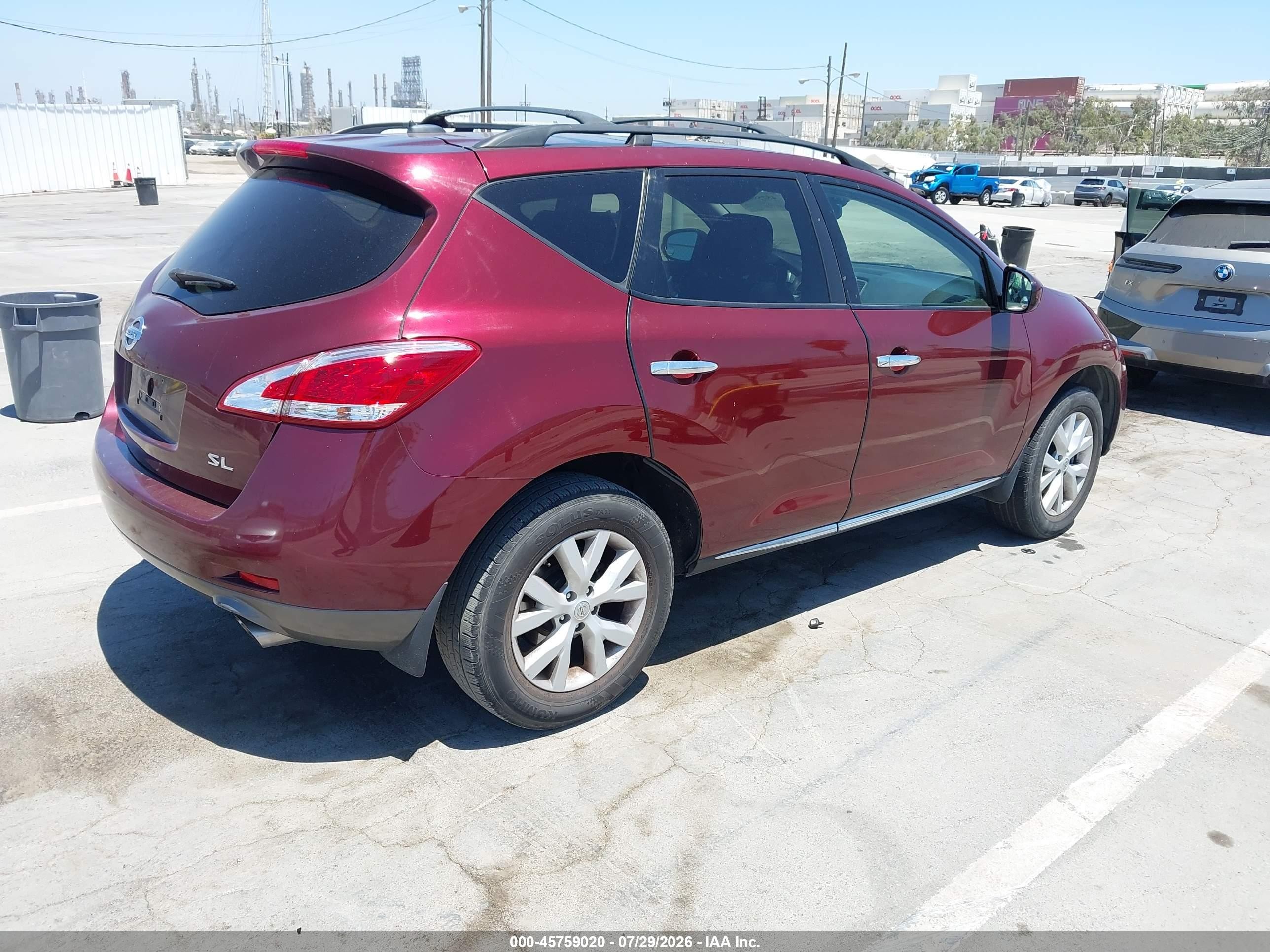 2012 Nissan Murano Sl Maroon vin: JN8AZ1MU2CW118005