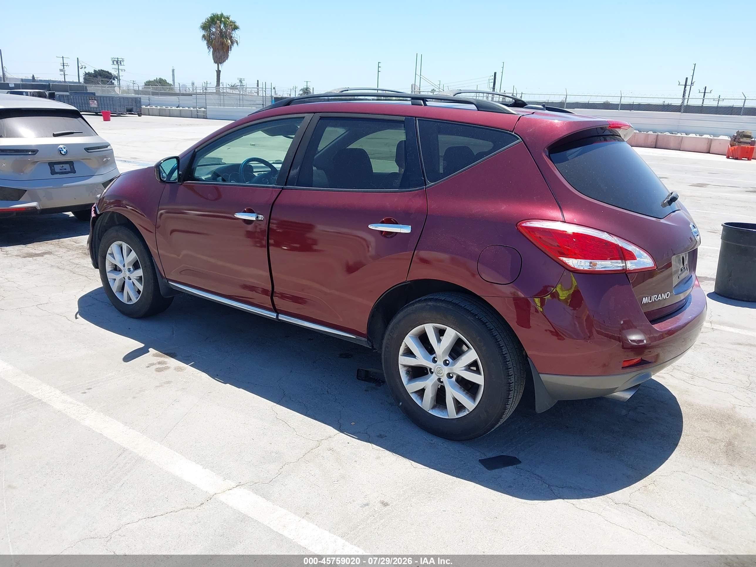 2012 Nissan Murano Sl Maroon vin: JN8AZ1MU2CW118005