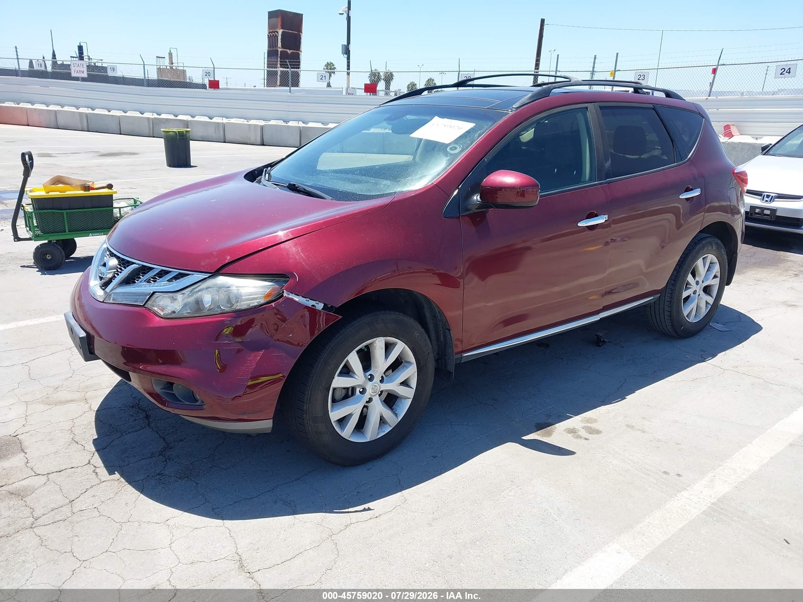 2012 Nissan Murano Sl Maroon vin: JN8AZ1MU2CW118005