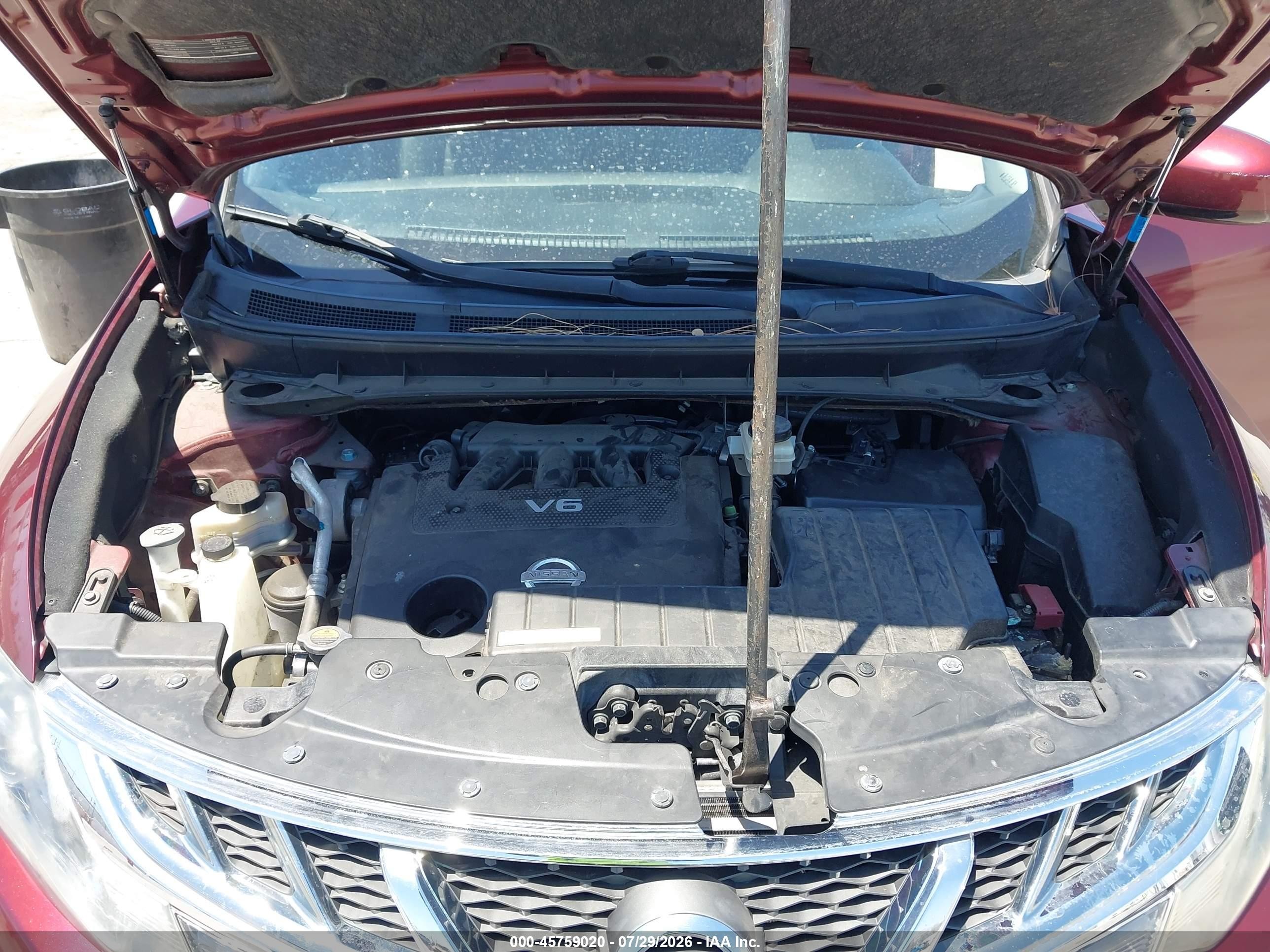 2012 Nissan Murano Sl Maroon vin: JN8AZ1MU2CW118005