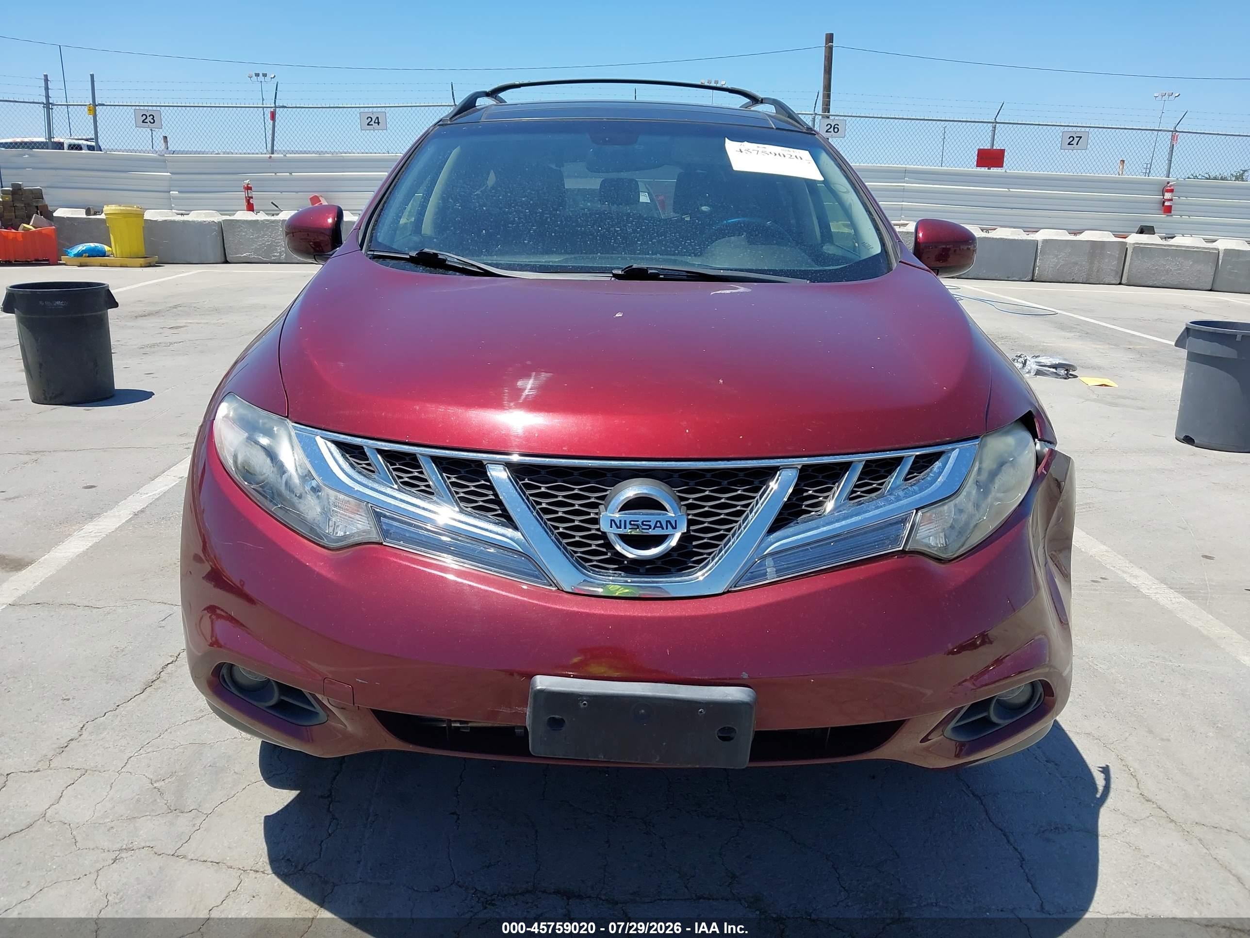 2012 Nissan Murano Sl Maroon vin: JN8AZ1MU2CW118005