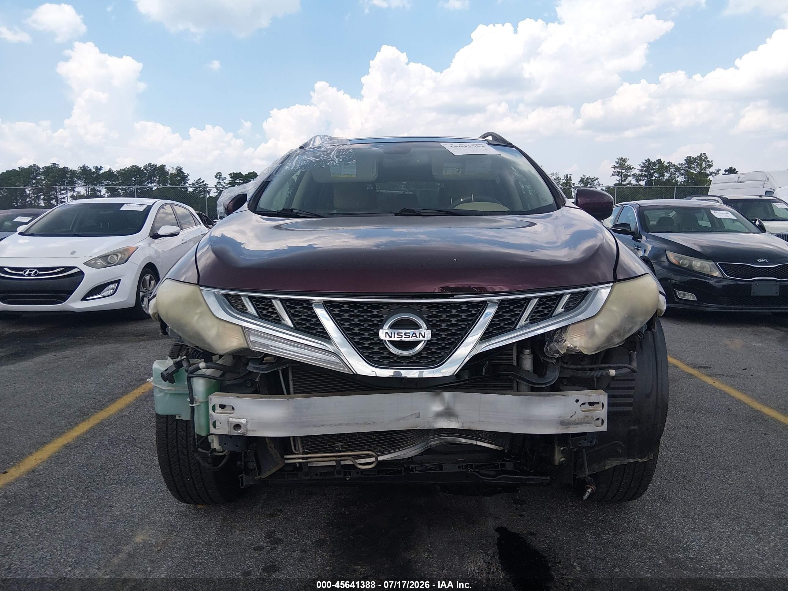 2013 Nissan Murano Sl Burgundy vin: JN8AZ1MU2DW203444
