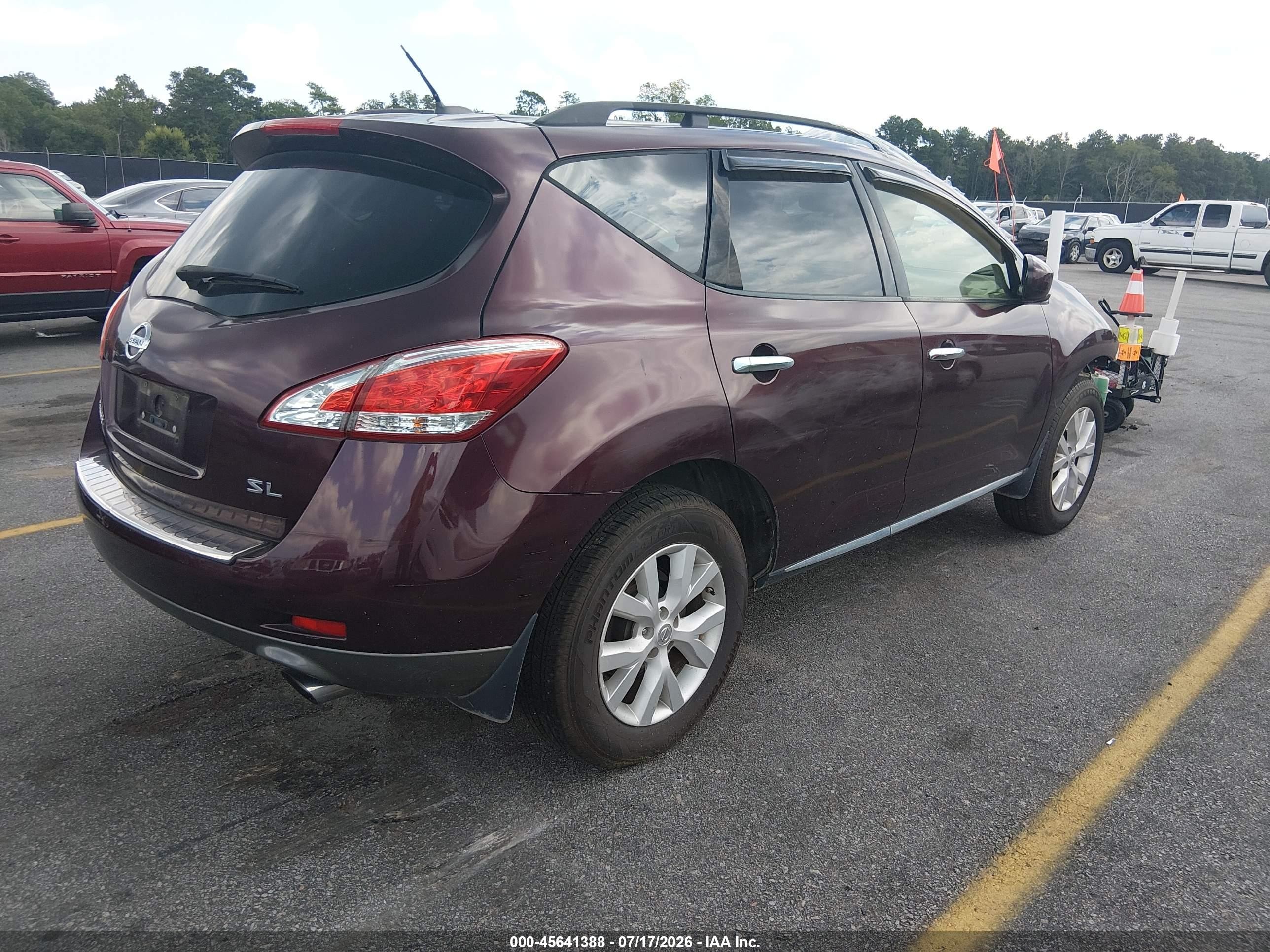 2013 Nissan Murano Sl Burgundy vin: JN8AZ1MU2DW203444