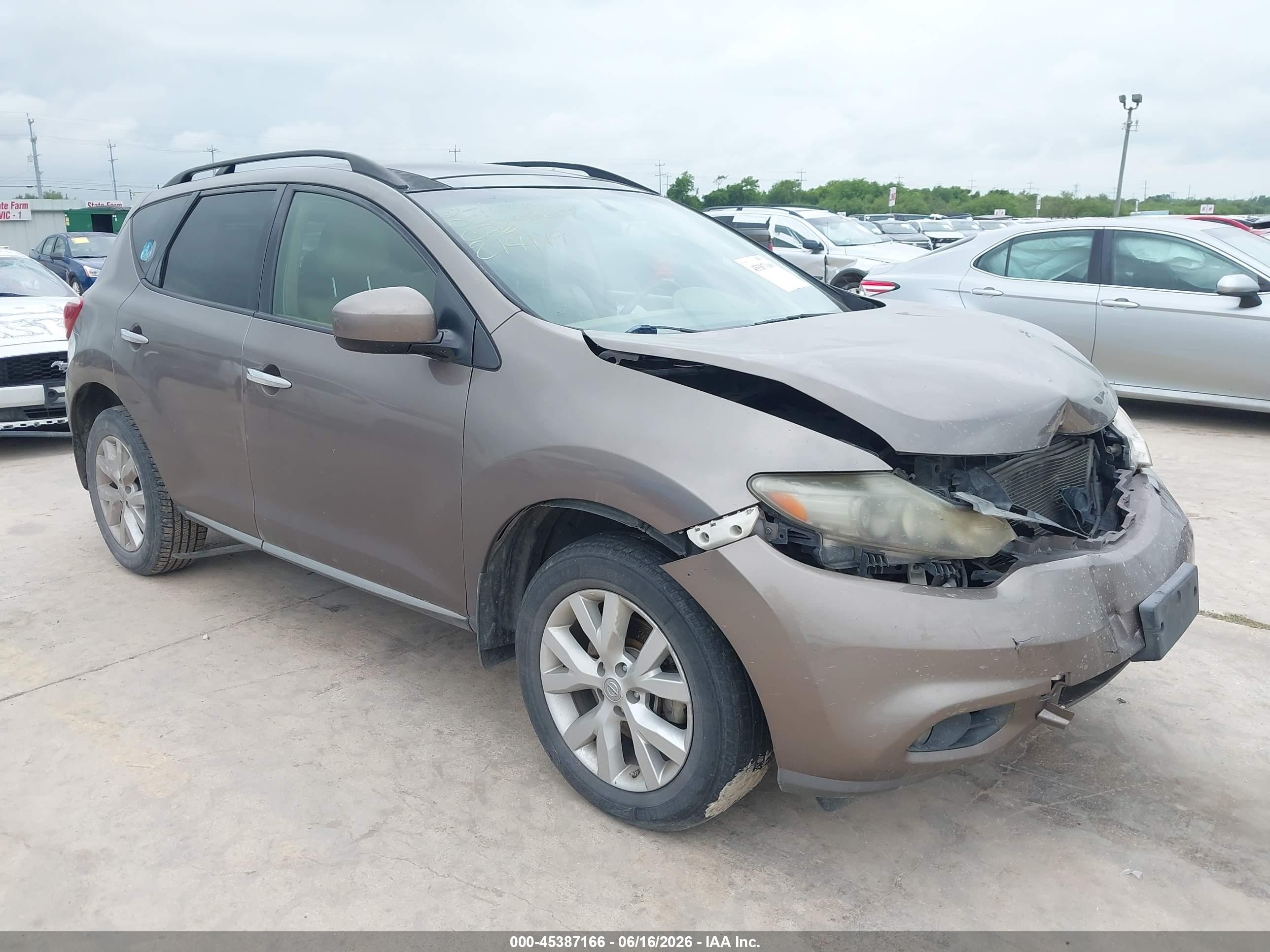 2013 Nissan Murano Sl Brown vin: JN8AZ1MU2DW214119