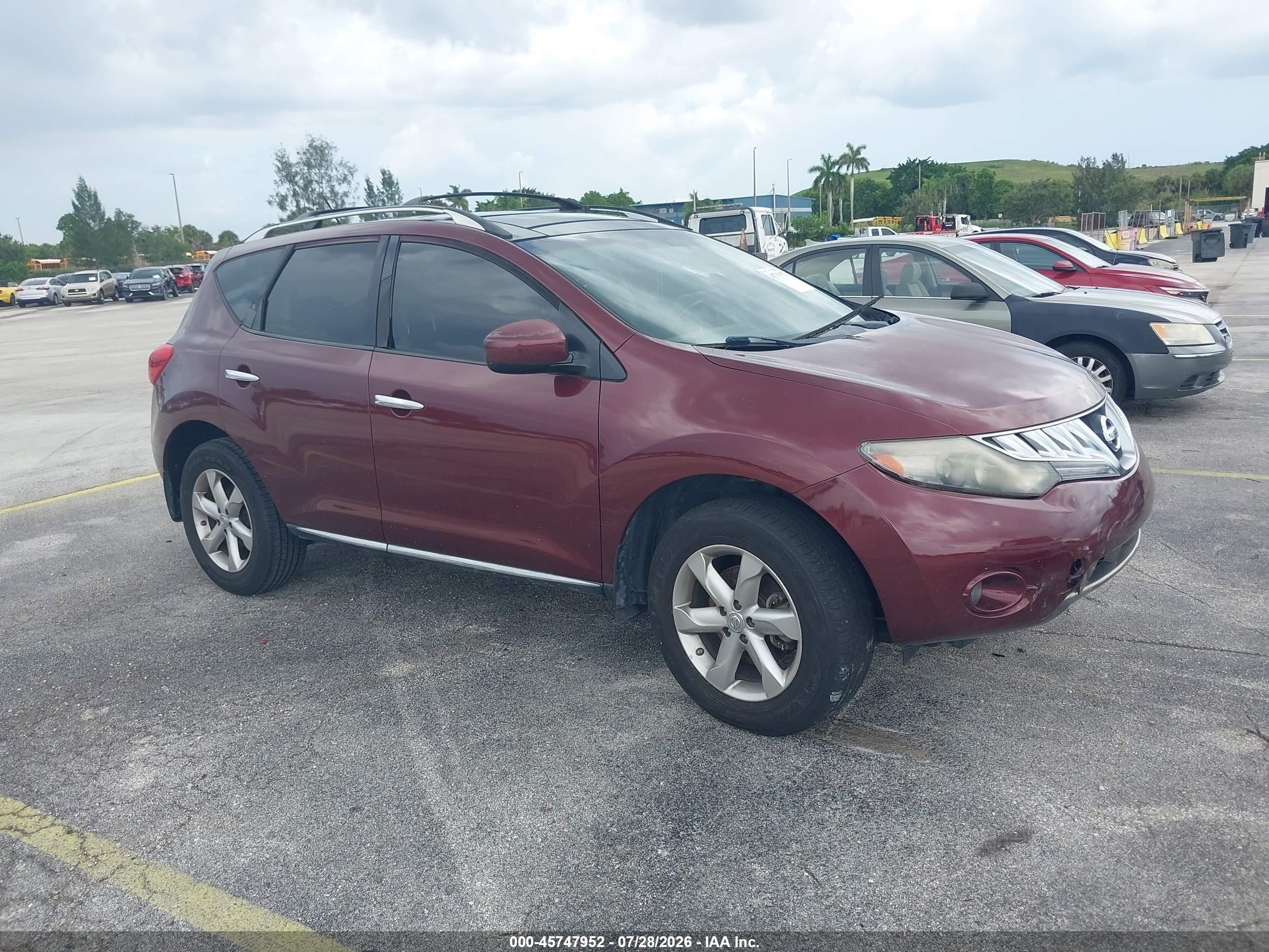 2010 Nissan Murano Sl Burgundy vin: JN8AZ1MU3AW021330