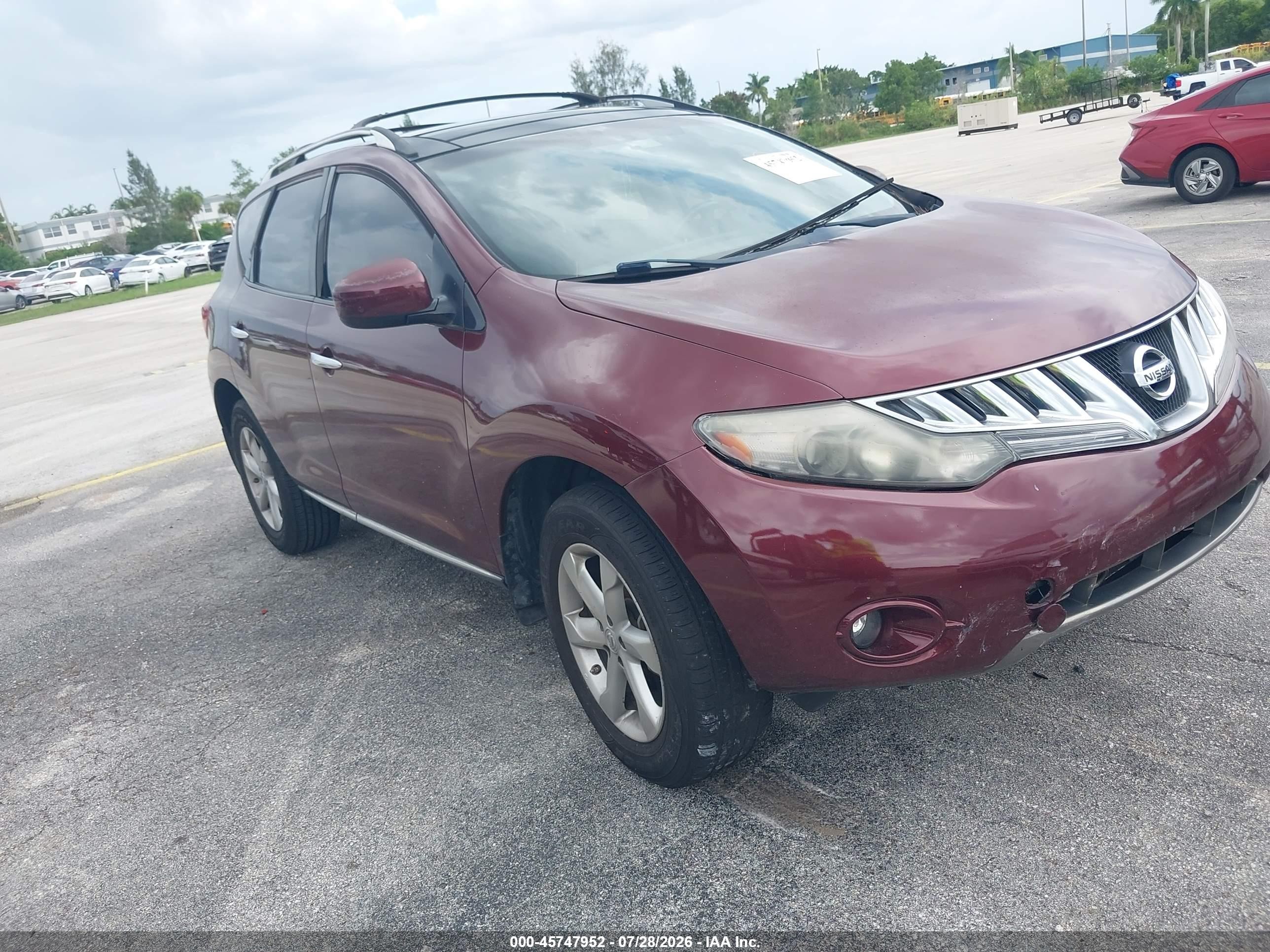 2010 Nissan Murano Sl Бордовый vin: JN8AZ1MU3AW021330