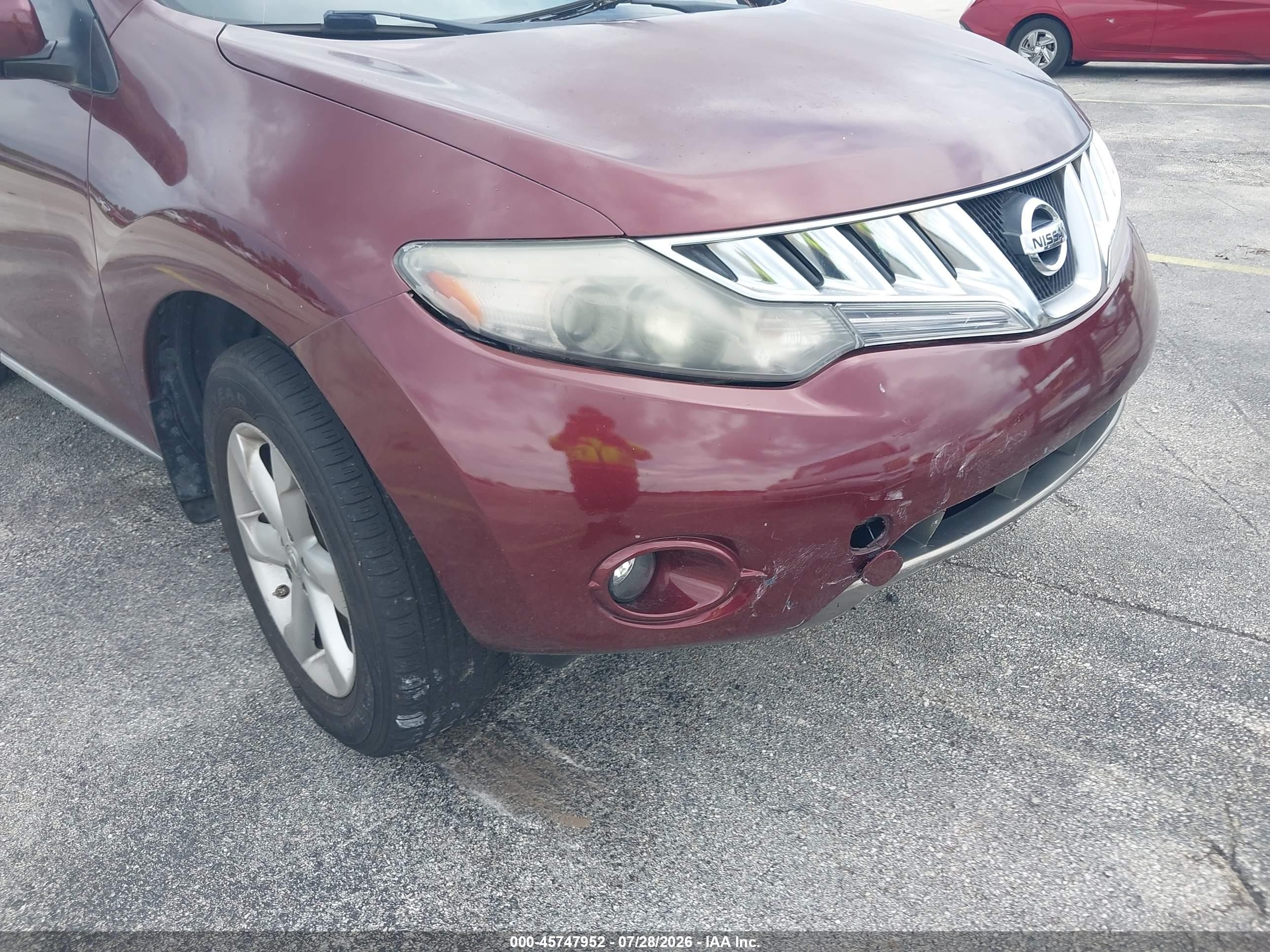 2010 Nissan Murano Sl Бордовый vin: JN8AZ1MU3AW021330