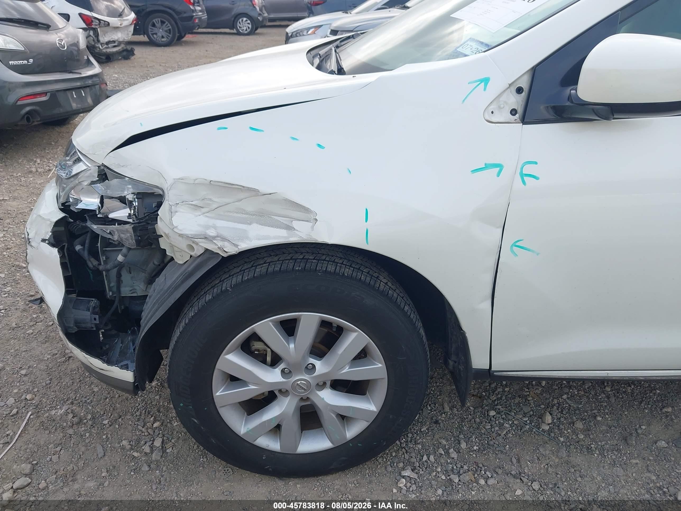 2012 Nissan Murano Sl White vin: JN8AZ1MU3CW114819