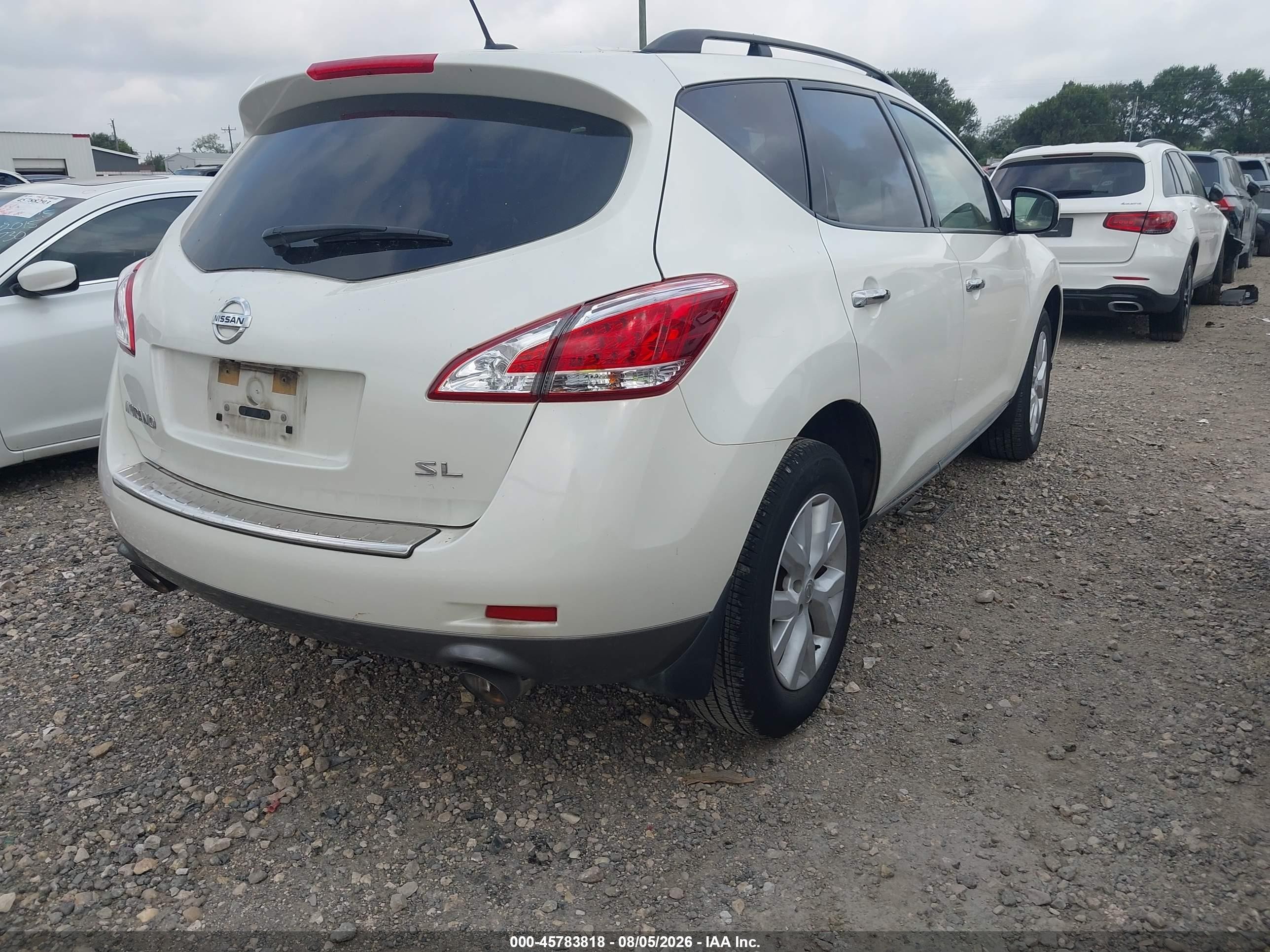 2012 Nissan Murano Sl White vin: JN8AZ1MU3CW114819