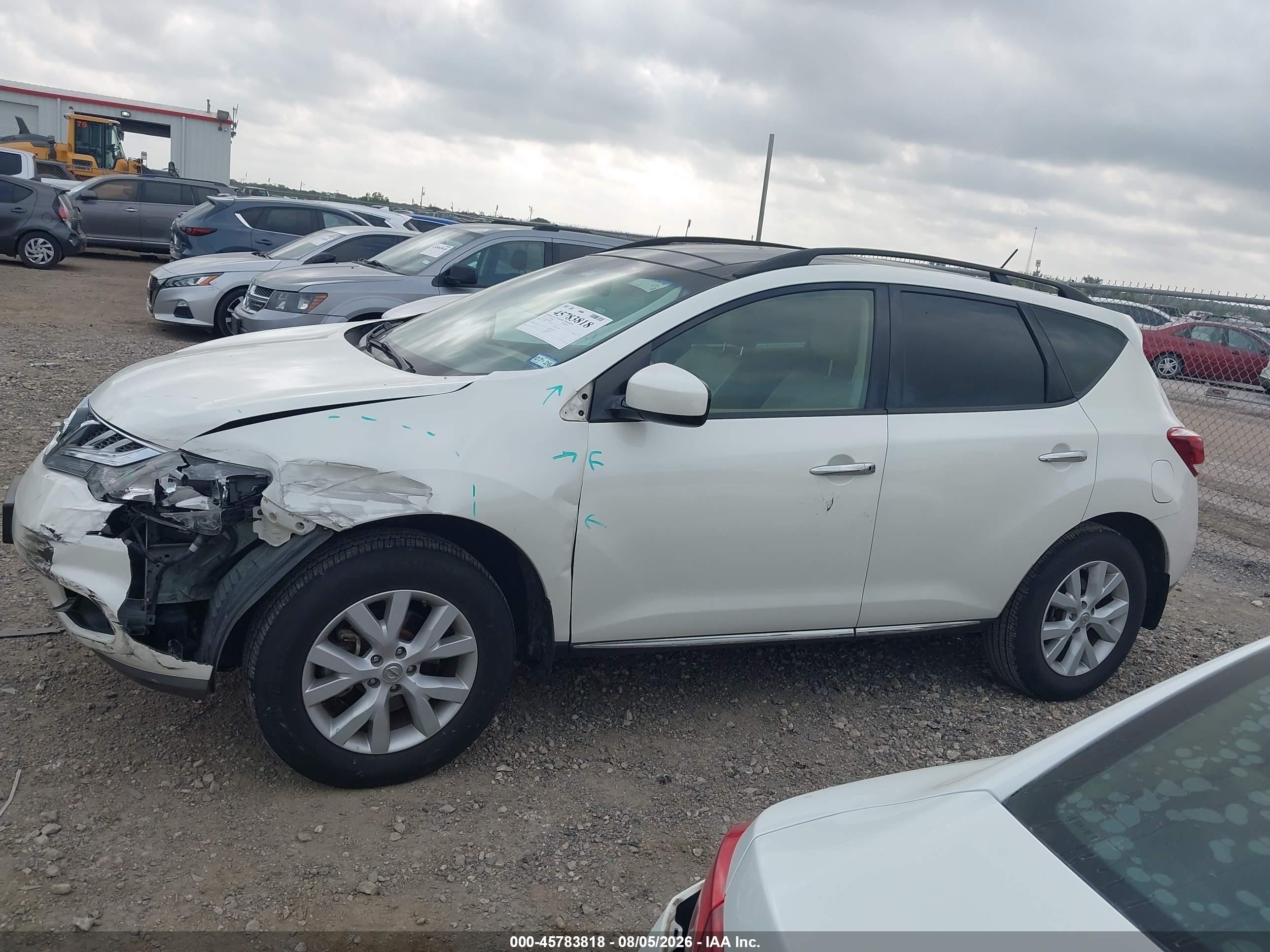 2012 Nissan Murano Sl White vin: JN8AZ1MU3CW114819