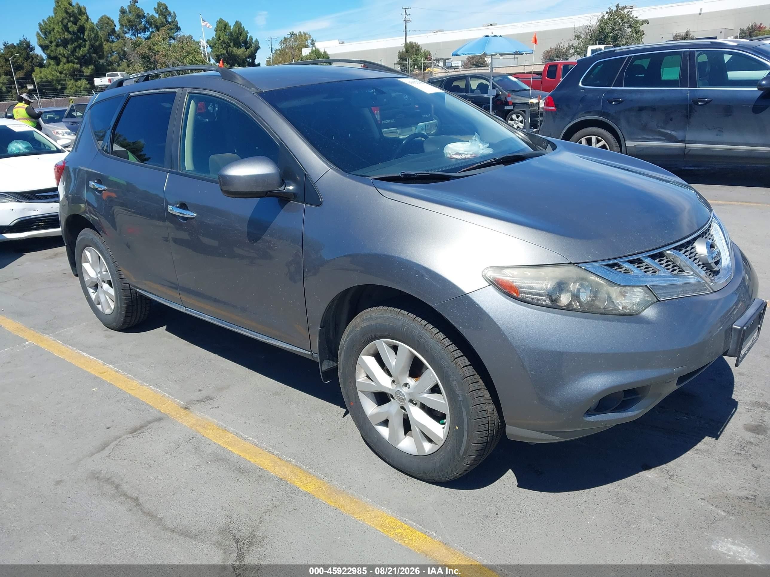 2013 Nissan Murano Sv Gray vin: JN8AZ1MU3DW202304