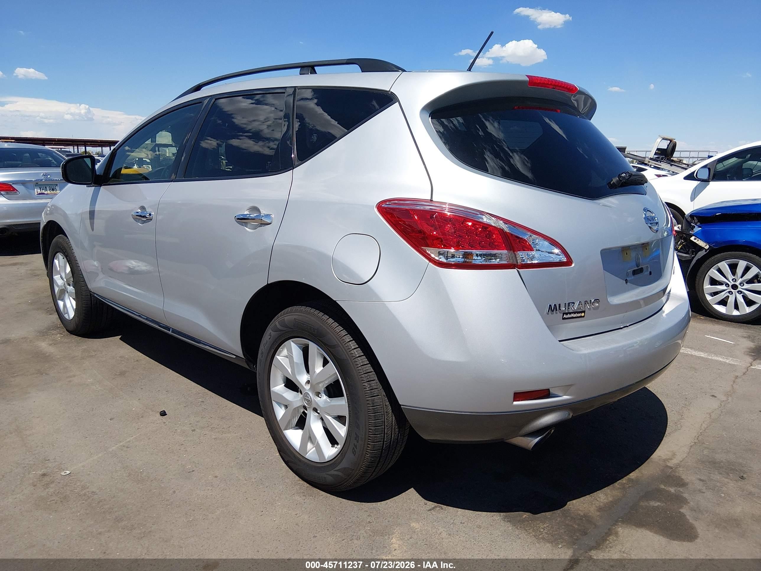 2013 Nissan Murano Sl Silver vin: JN8AZ1MU3DW210841