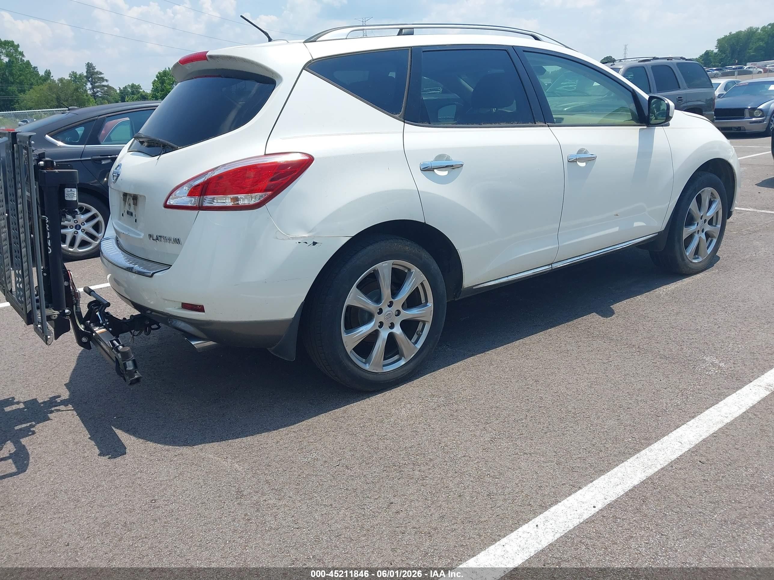 2014 Nissan Murano Le White vin: JN8AZ1MU3EW404187
