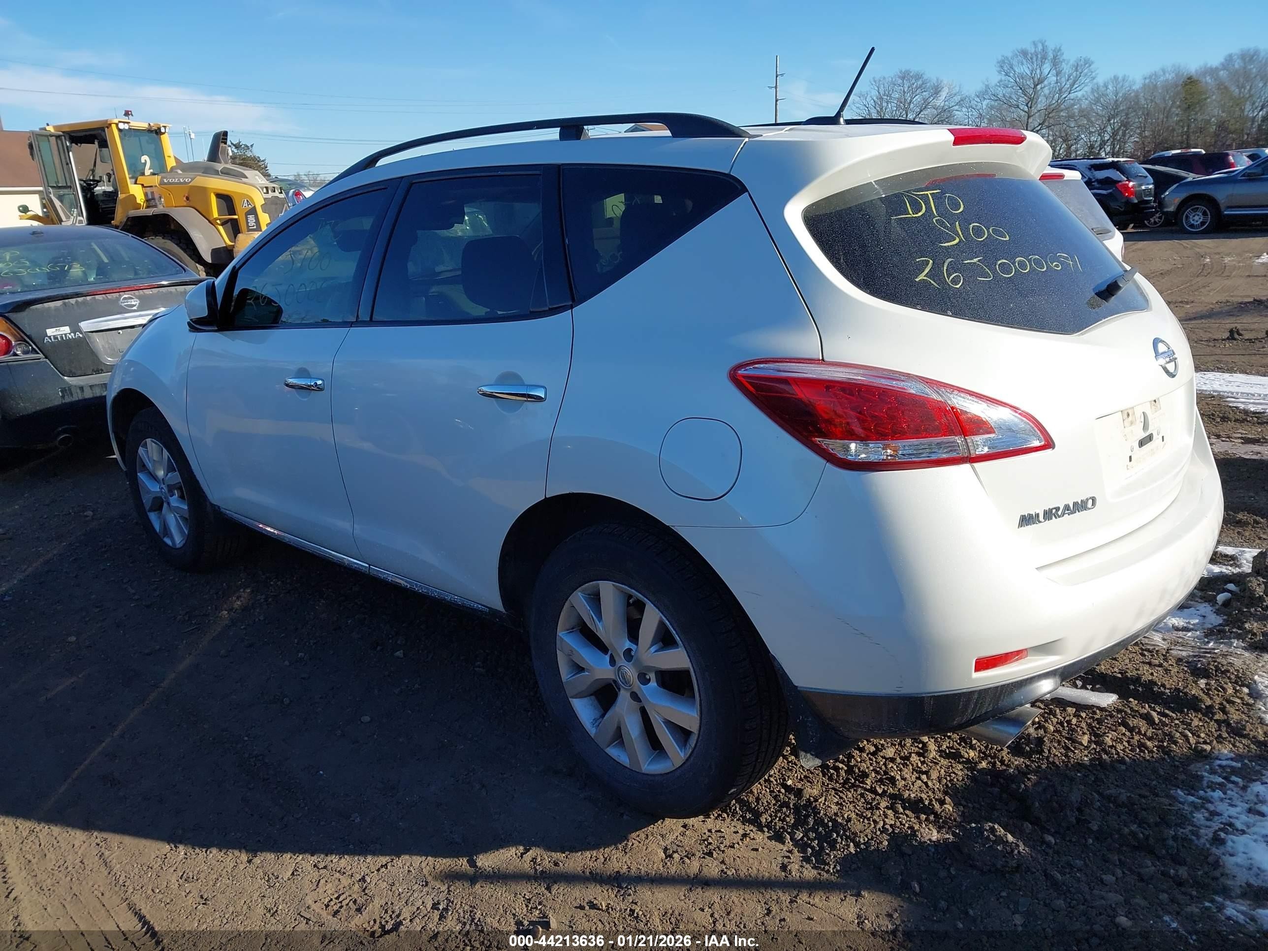 2014 Nissan Murano Sl White vin: JN8AZ1MU3EW405744