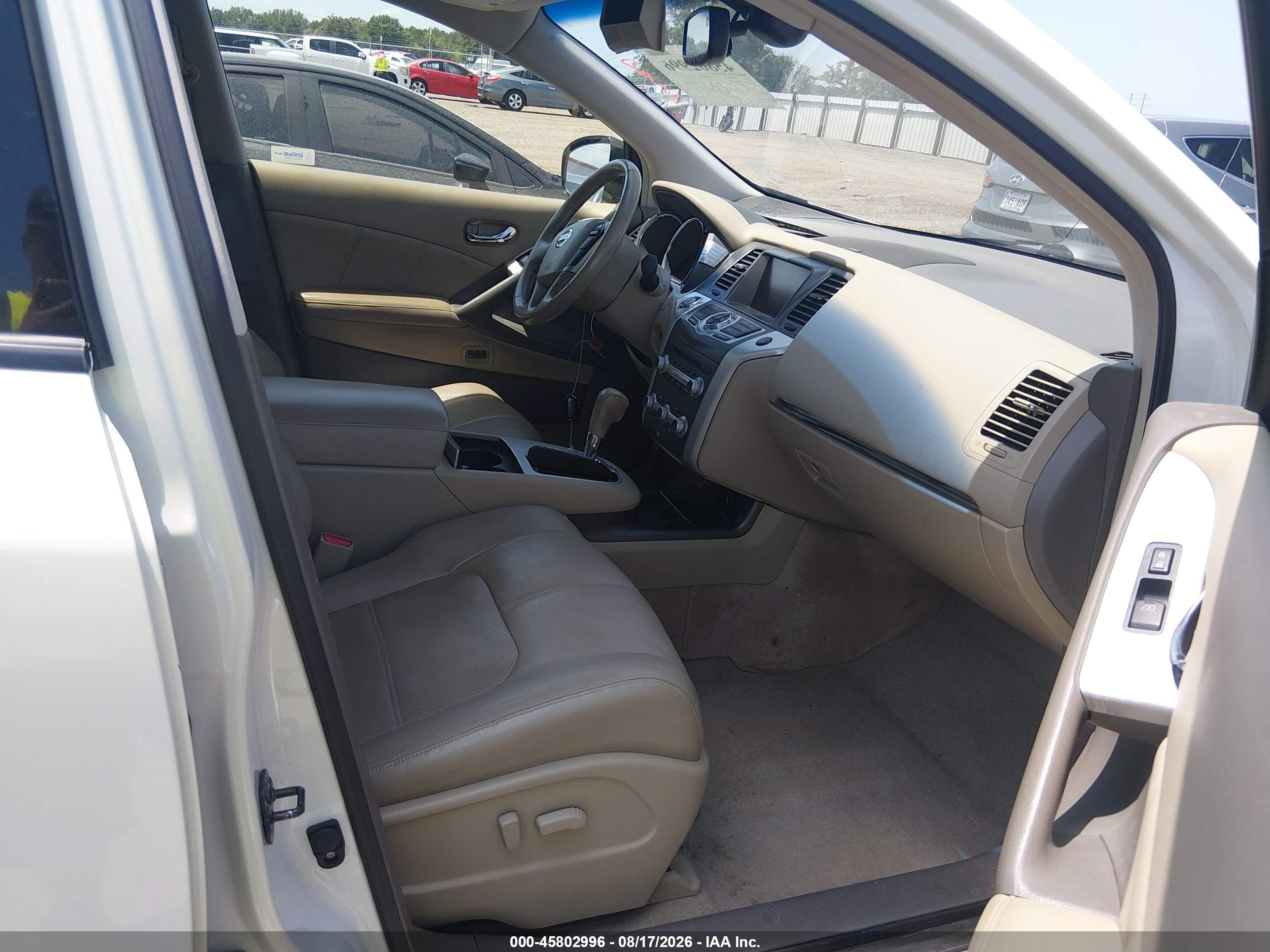 2014 Nissan Murano Sl White vin: JN8AZ1MU3EW416632