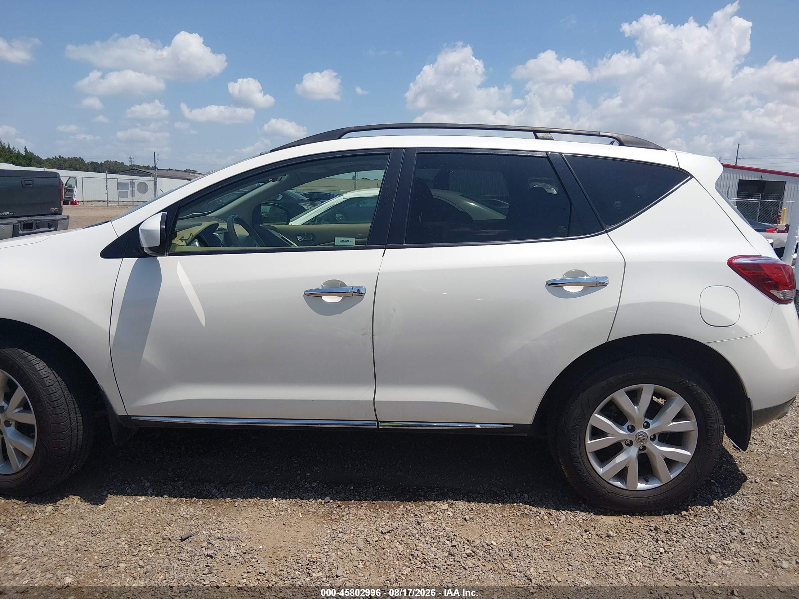 2014 Nissan Murano Sl White vin: JN8AZ1MU3EW416632