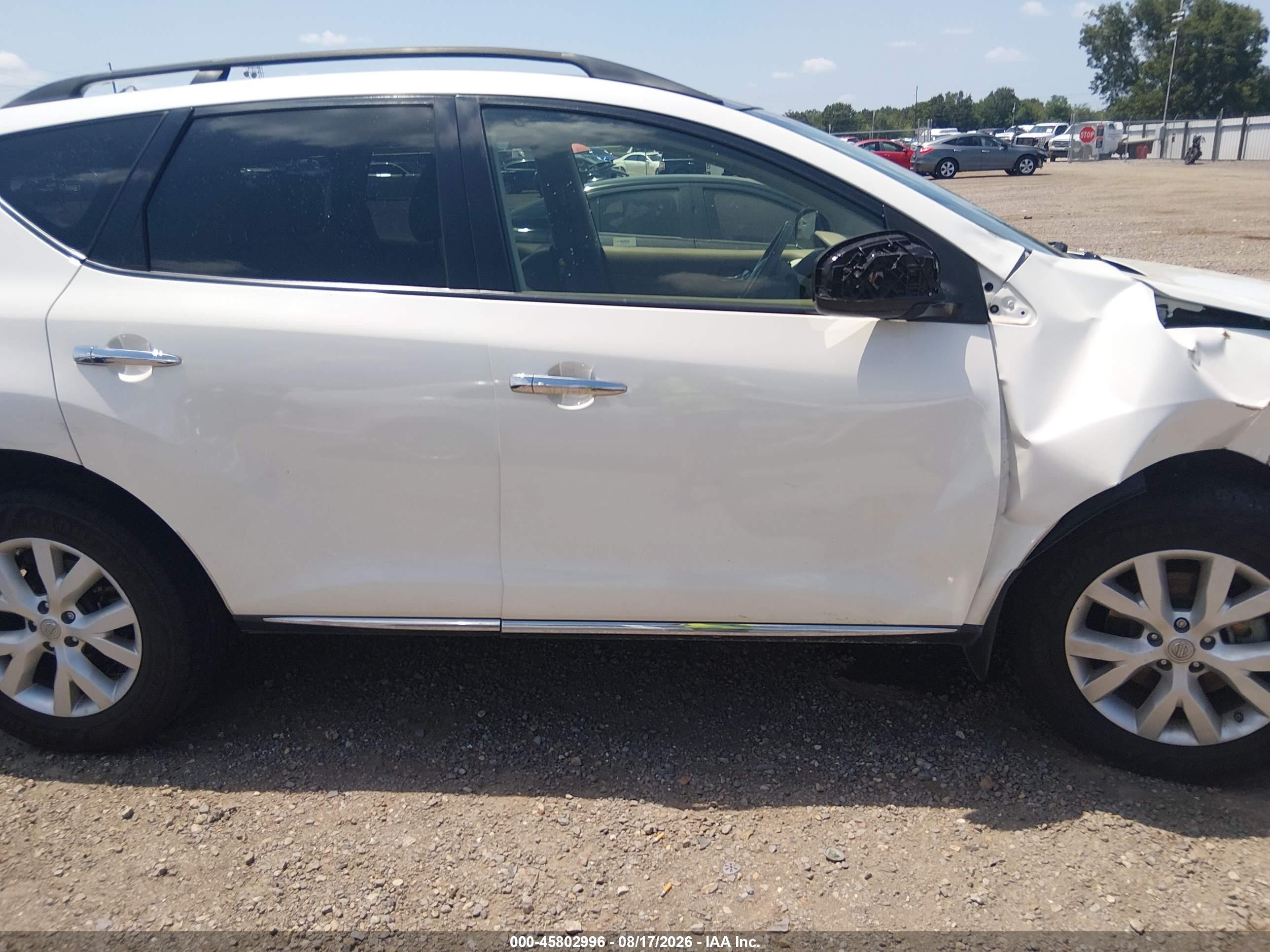 2014 Nissan Murano Sl White vin: JN8AZ1MU3EW416632