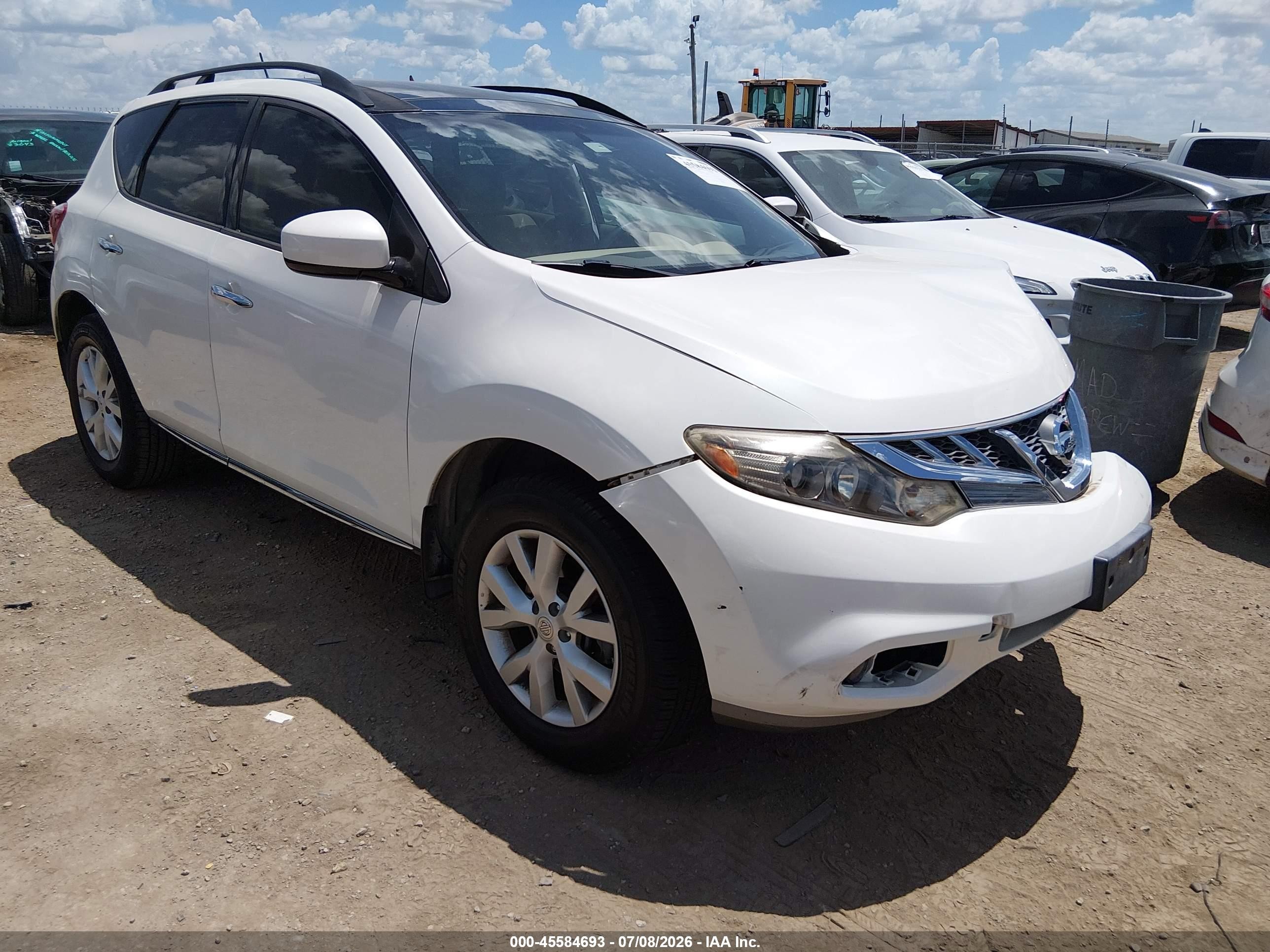 2012 Nissan Murano Sv Белый vin: JN8AZ1MU4CW103294