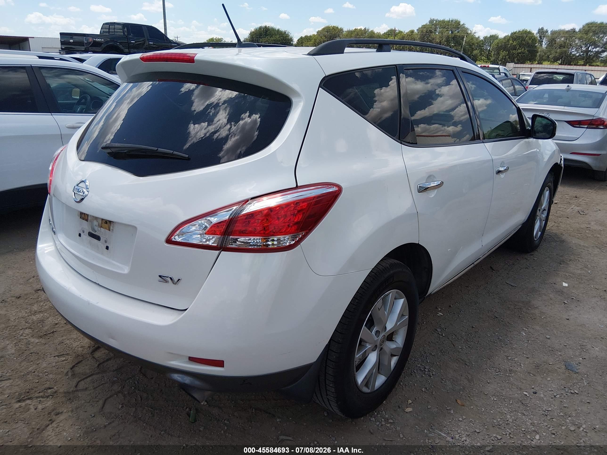 2012 Nissan Murano Sv Белый vin: JN8AZ1MU4CW103294