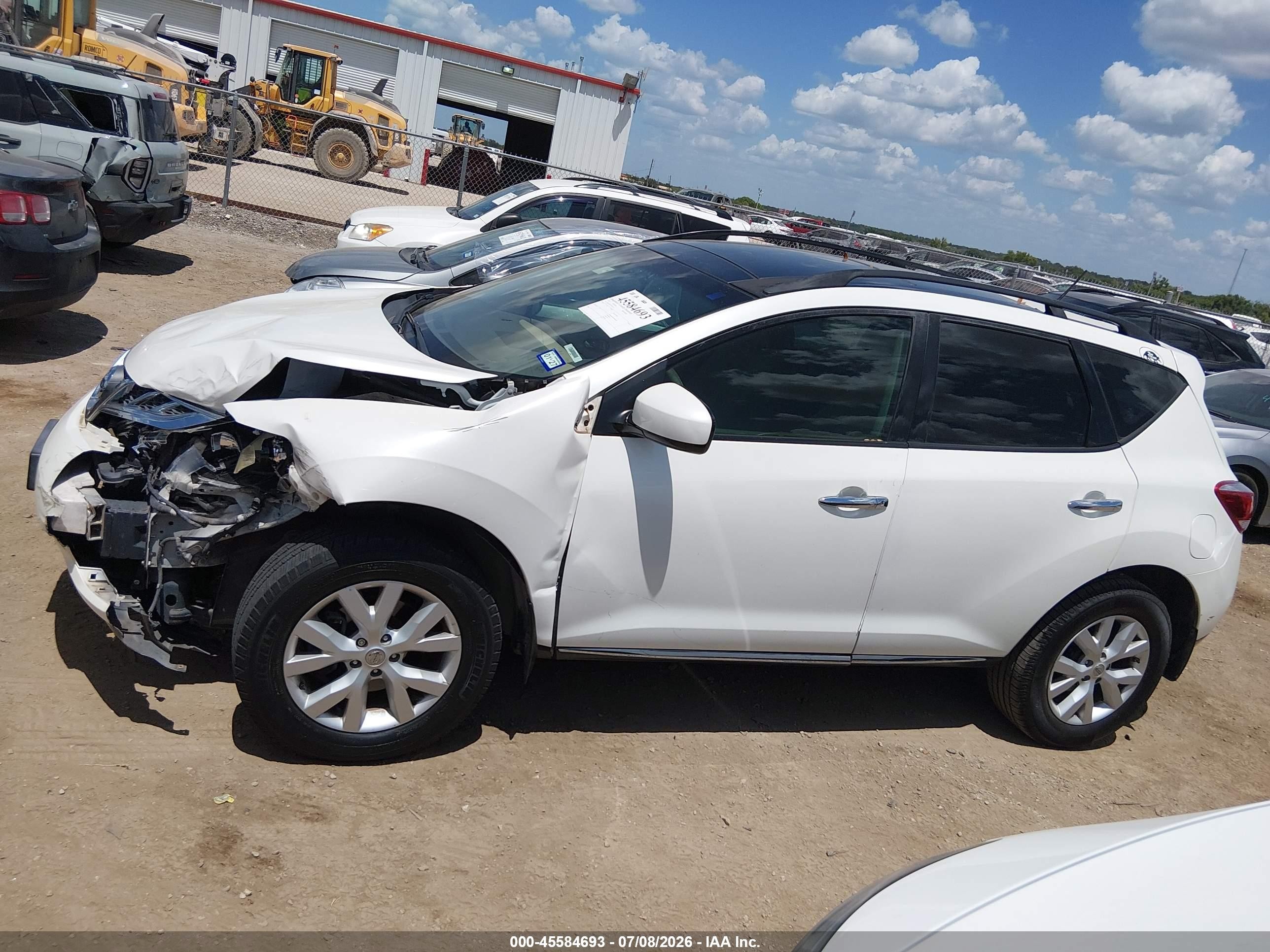 2012 Nissan Murano Sv Белый vin: JN8AZ1MU4CW103294