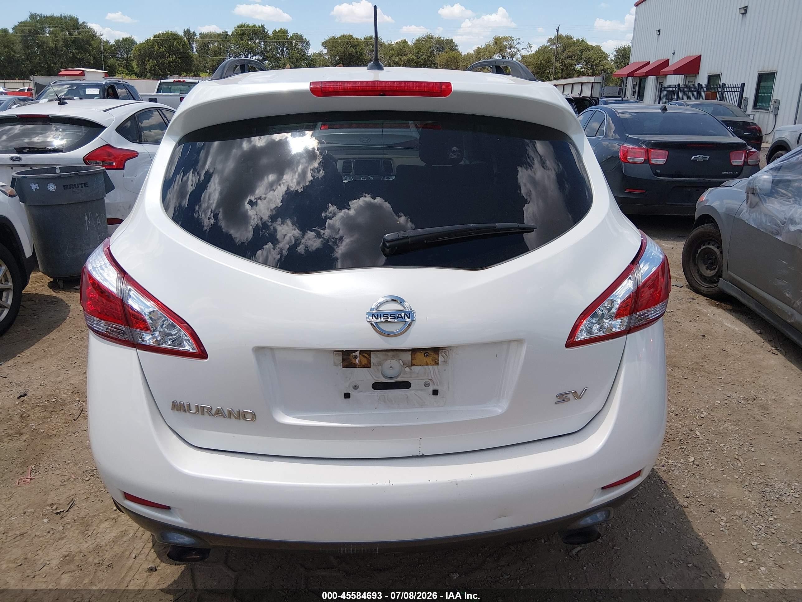 2012 Nissan Murano Sv Белый vin: JN8AZ1MU4CW103294