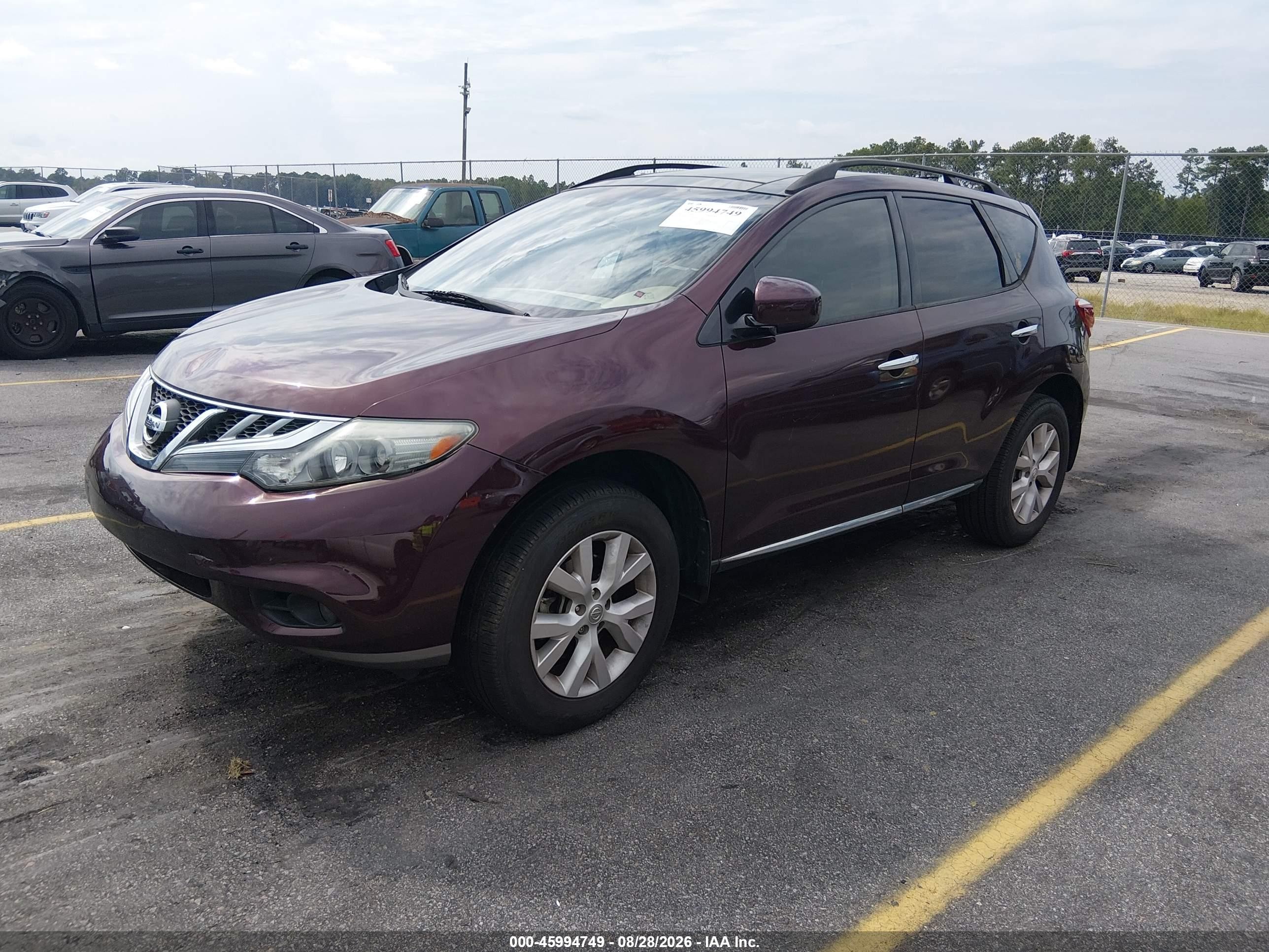 2014 Nissan Murano Sl Maroon vin: JN8AZ1MU4EW403937