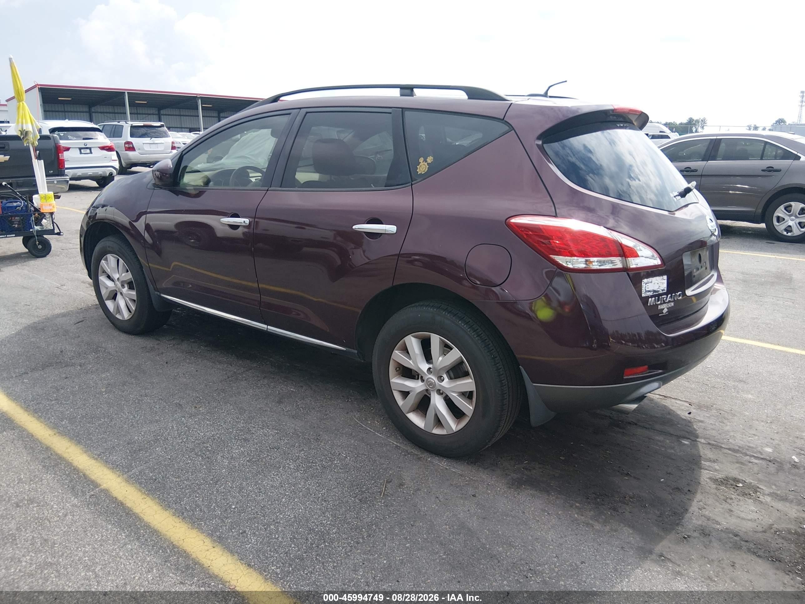 2014 Nissan Murano Sl Maroon vin: JN8AZ1MU4EW403937