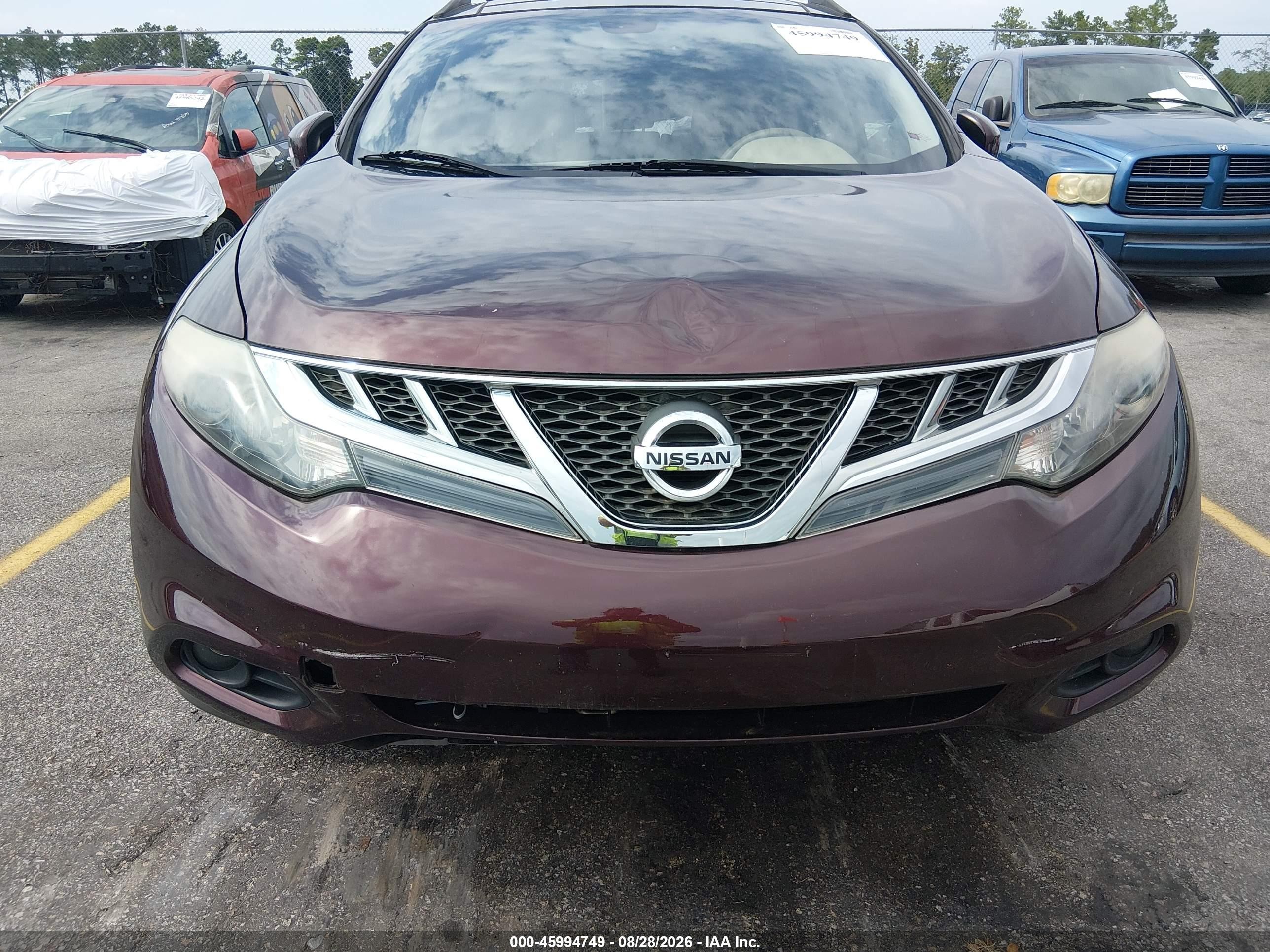 2014 Nissan Murano Sl Maroon vin: JN8AZ1MU4EW403937