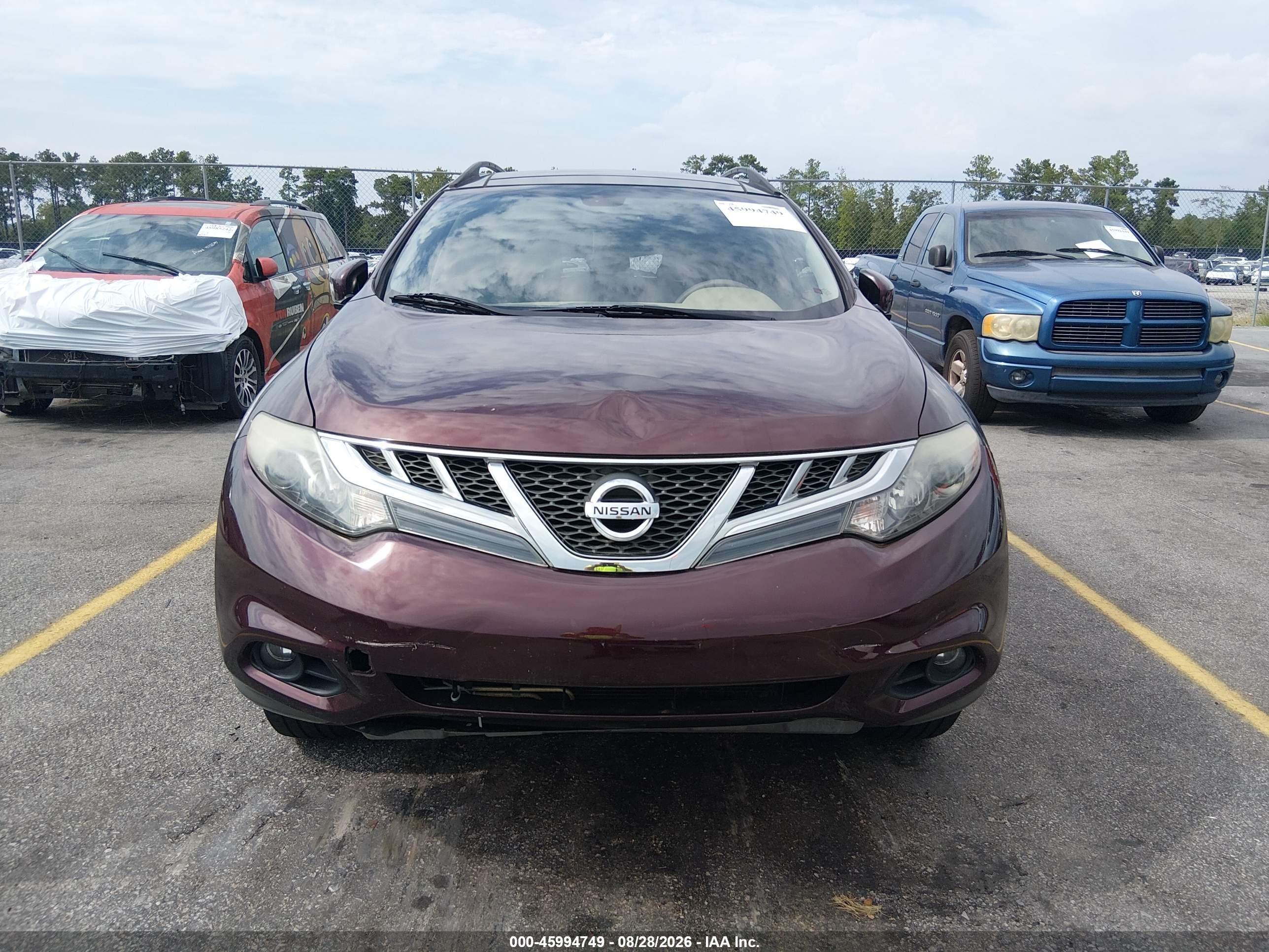 2014 Nissan Murano Sl Maroon vin: JN8AZ1MU4EW403937