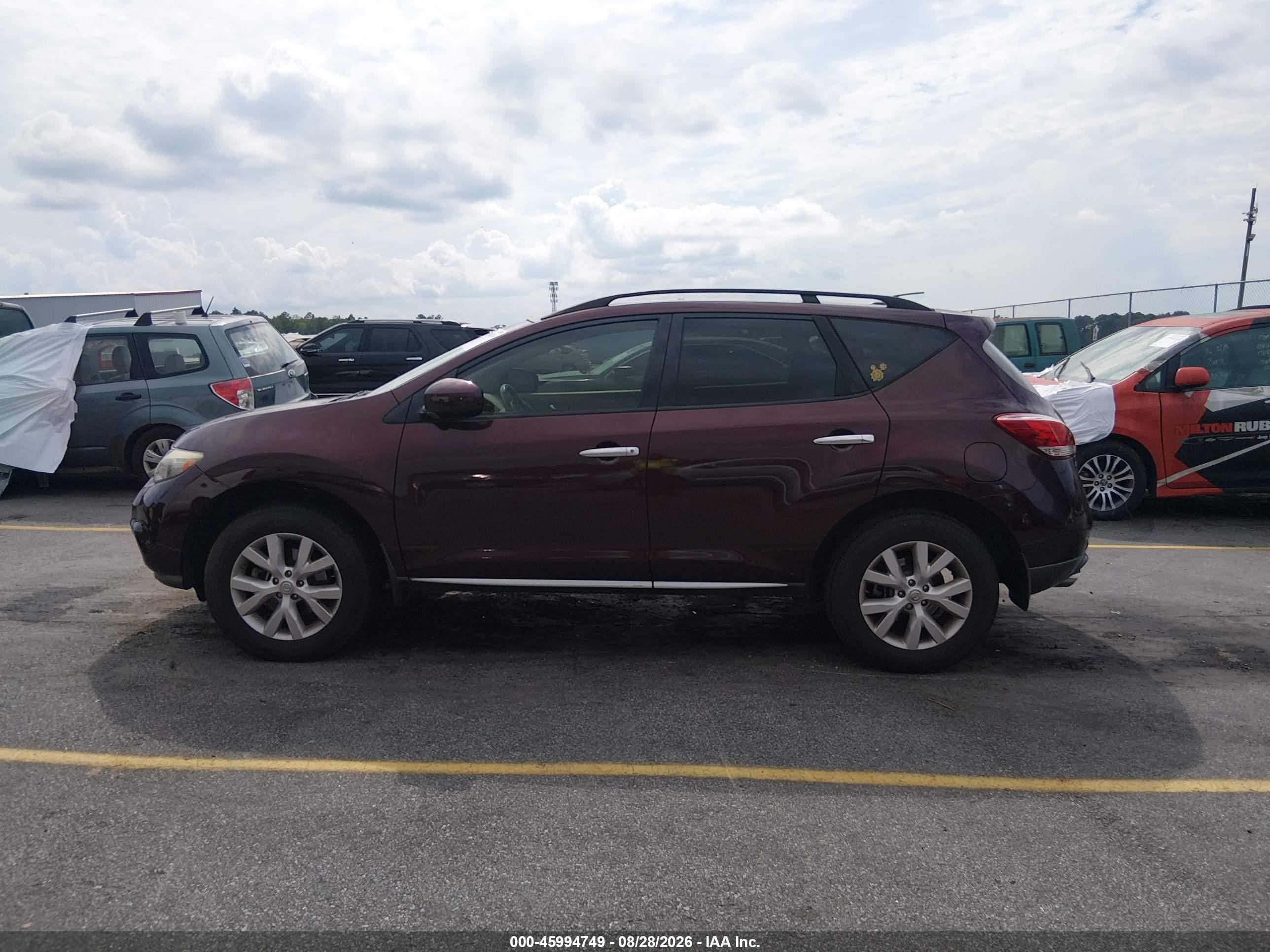 2014 Nissan Murano Sl Maroon vin: JN8AZ1MU4EW403937