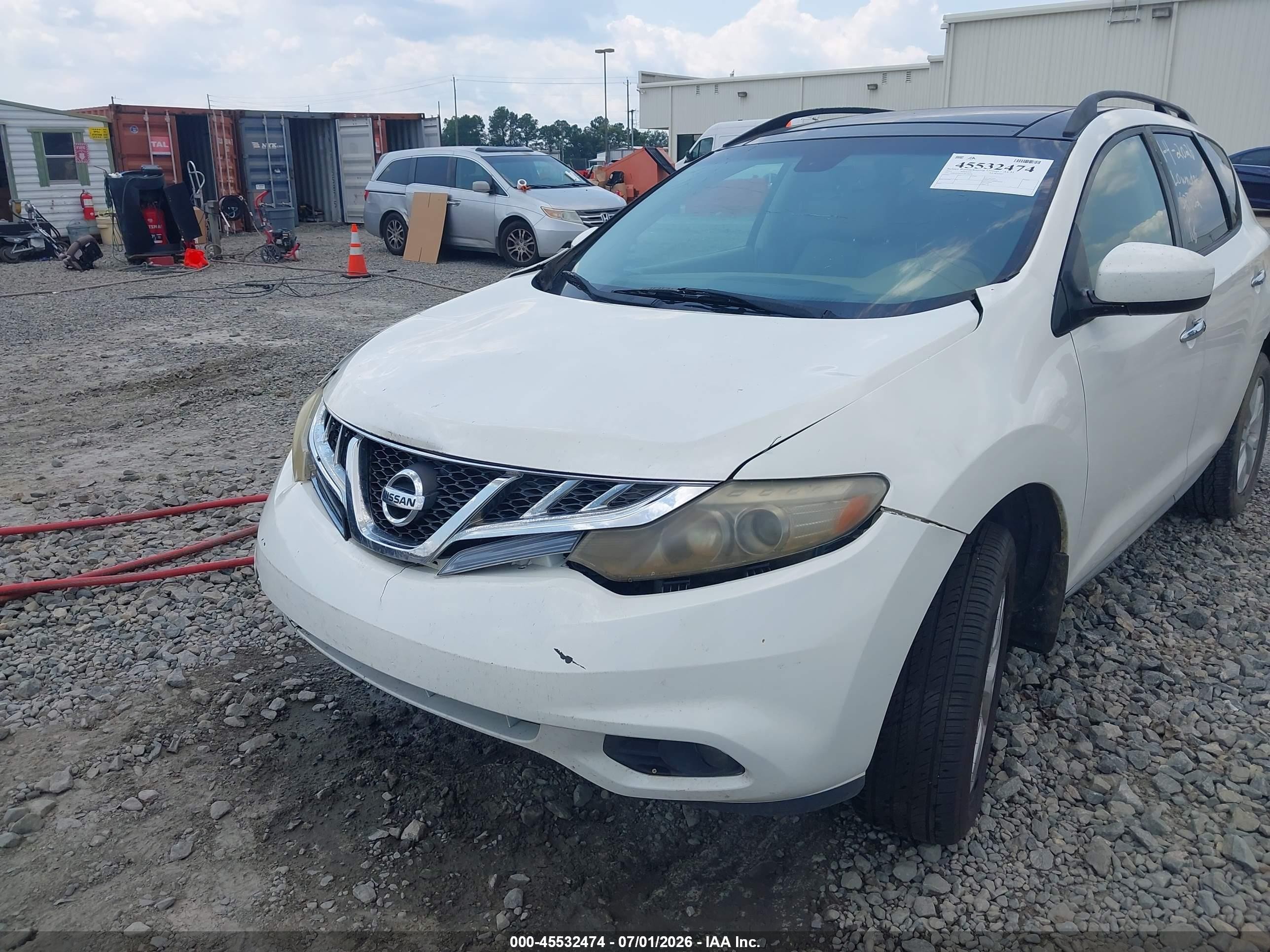 2012 Nissan Murano Sl White vin: JN8AZ1MU5CW100498