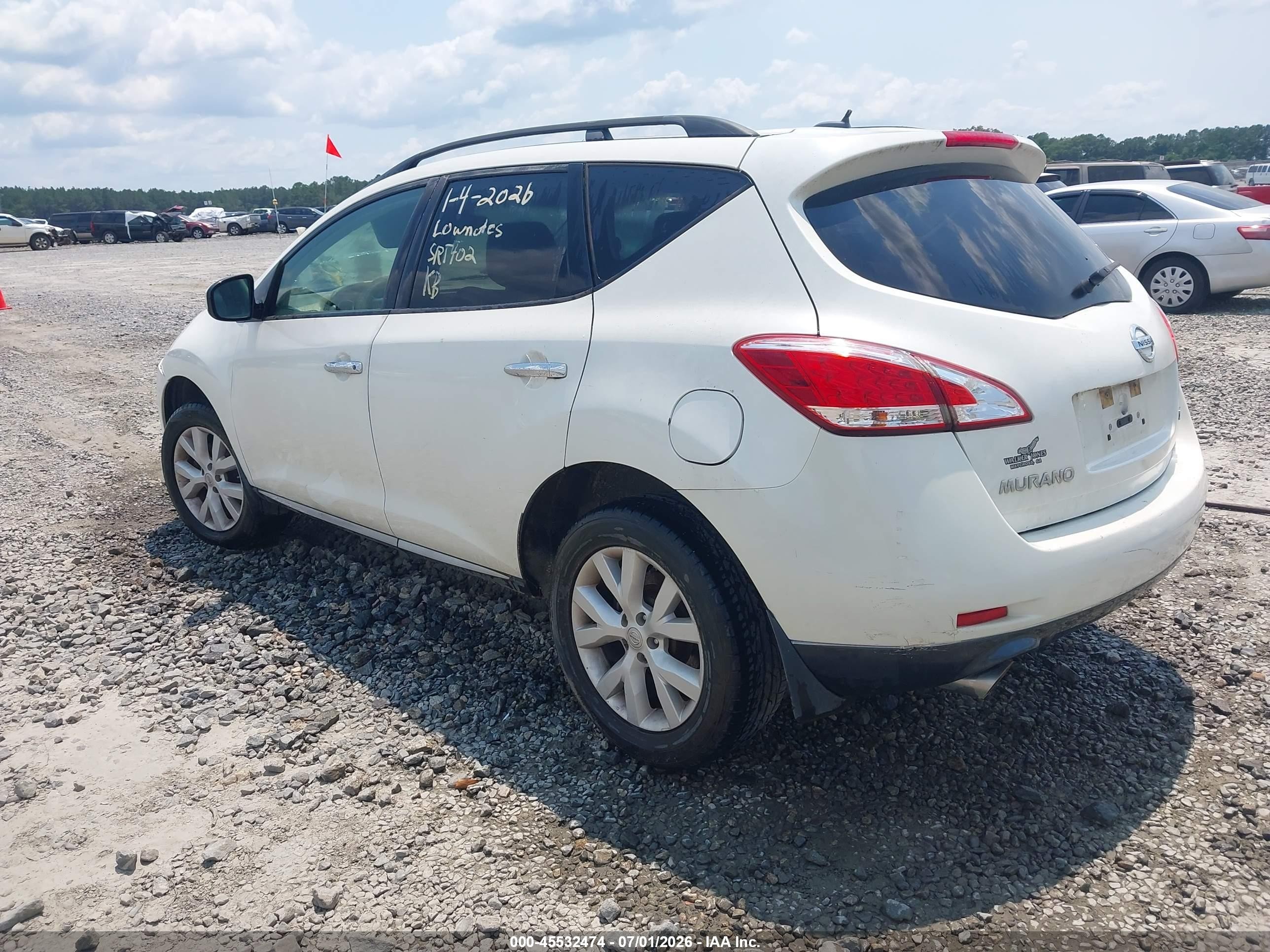 2012 Nissan Murano Sl White vin: JN8AZ1MU5CW100498
