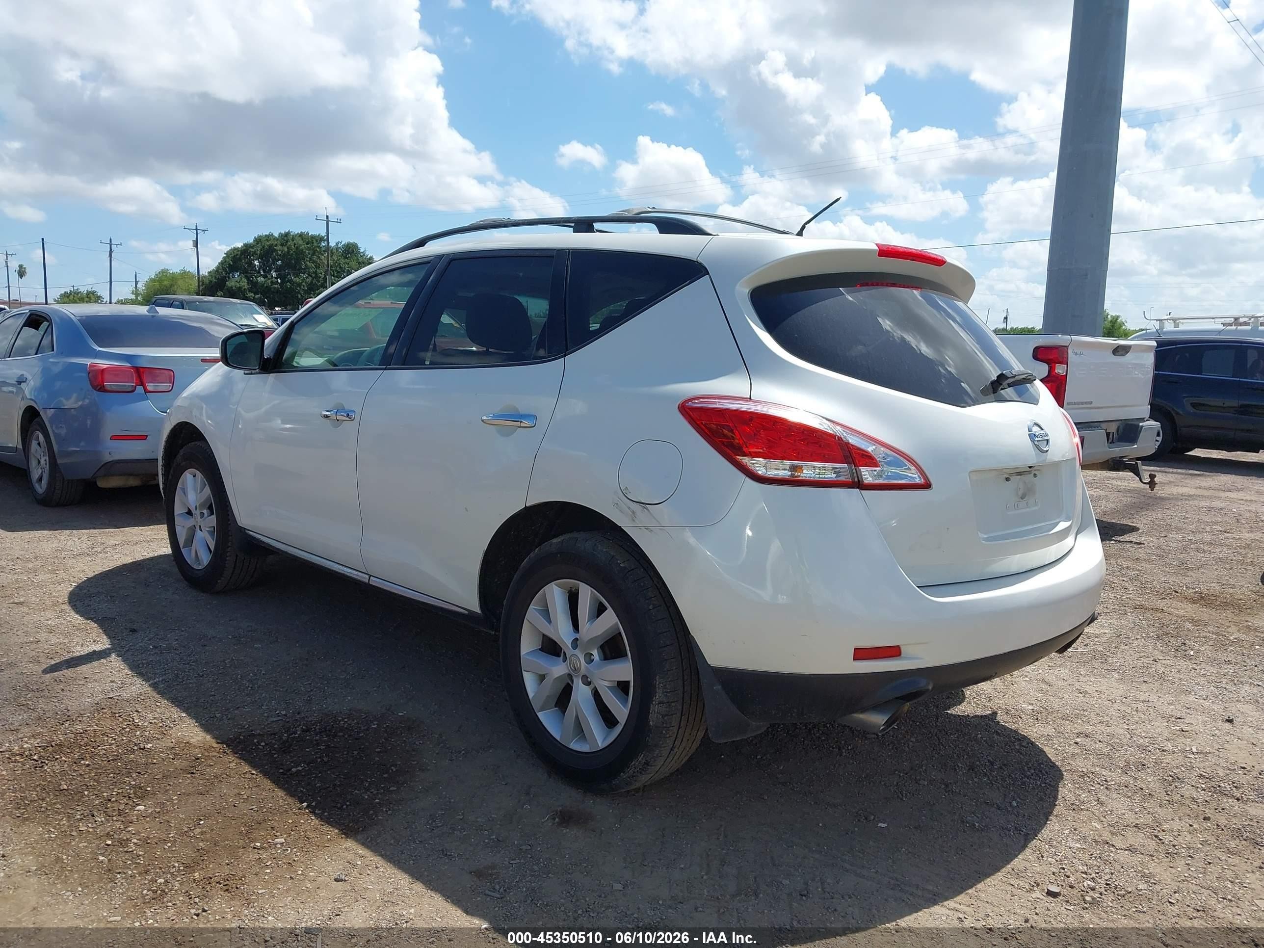 2012 Nissan Murano Sv White vin: JN8AZ1MU5CW107094