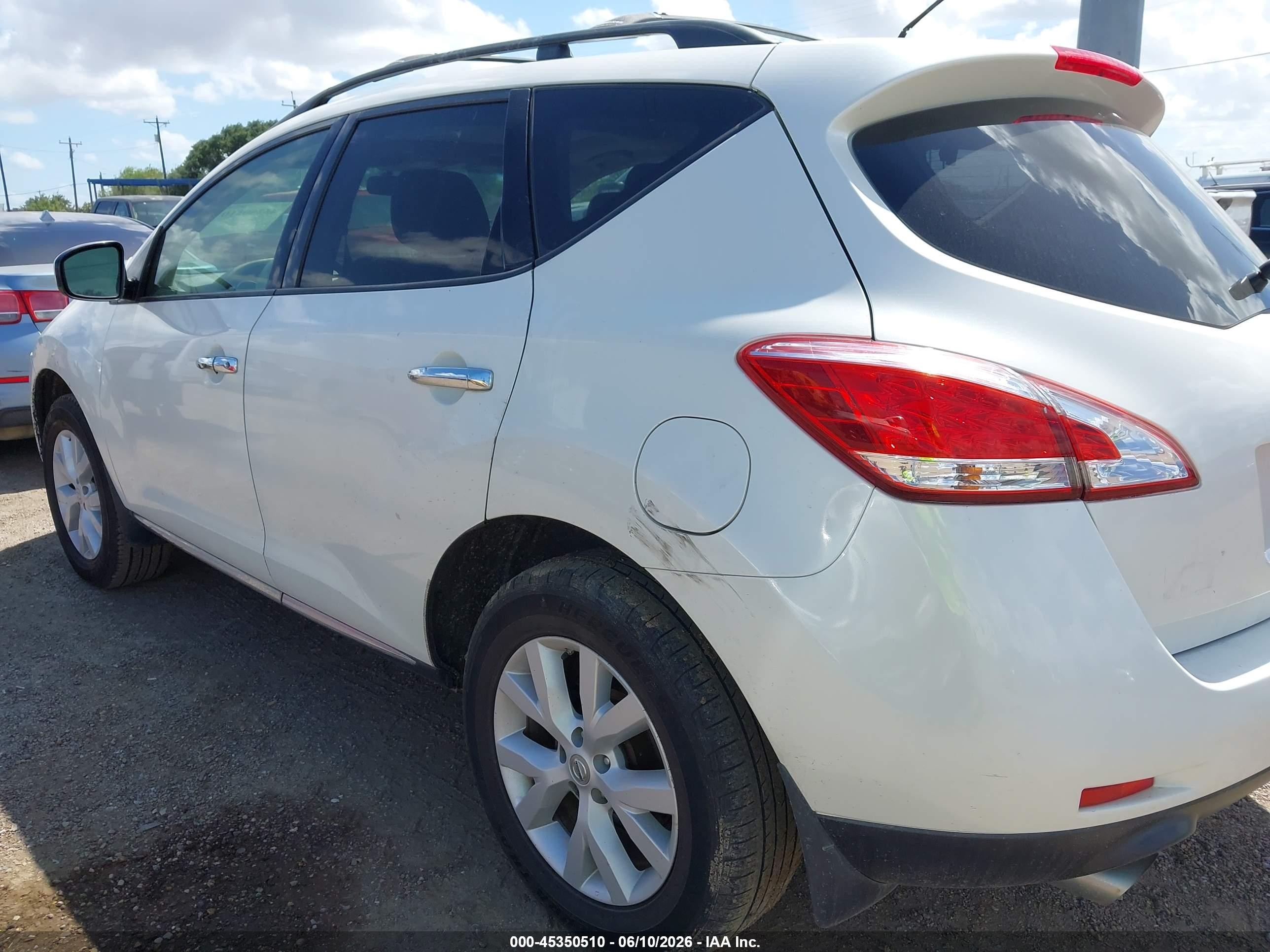 2012 Nissan Murano Sv White vin: JN8AZ1MU5CW107094