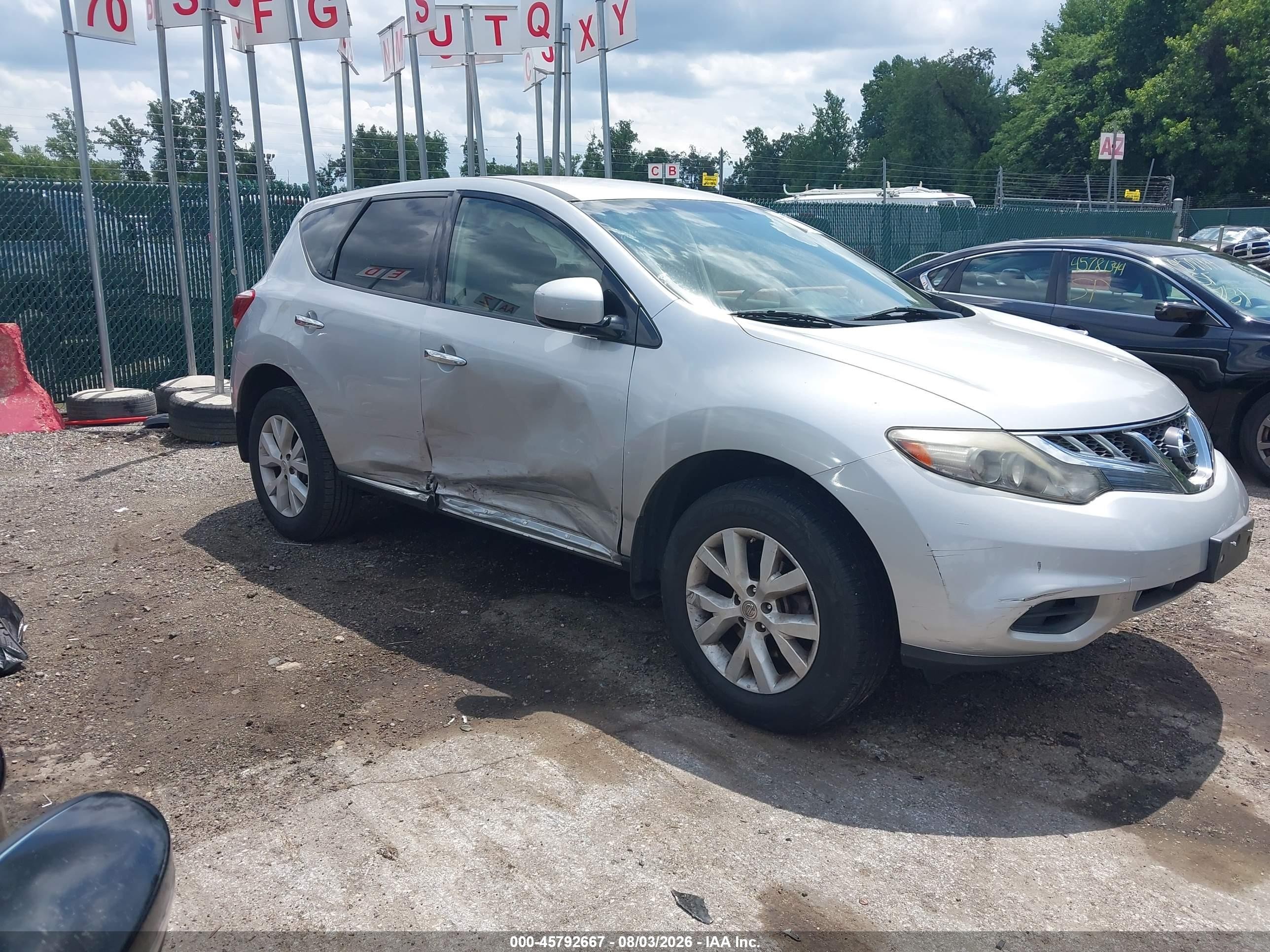 2012 Nissan Murano S Silver vin: JN8AZ1MU5CW108147