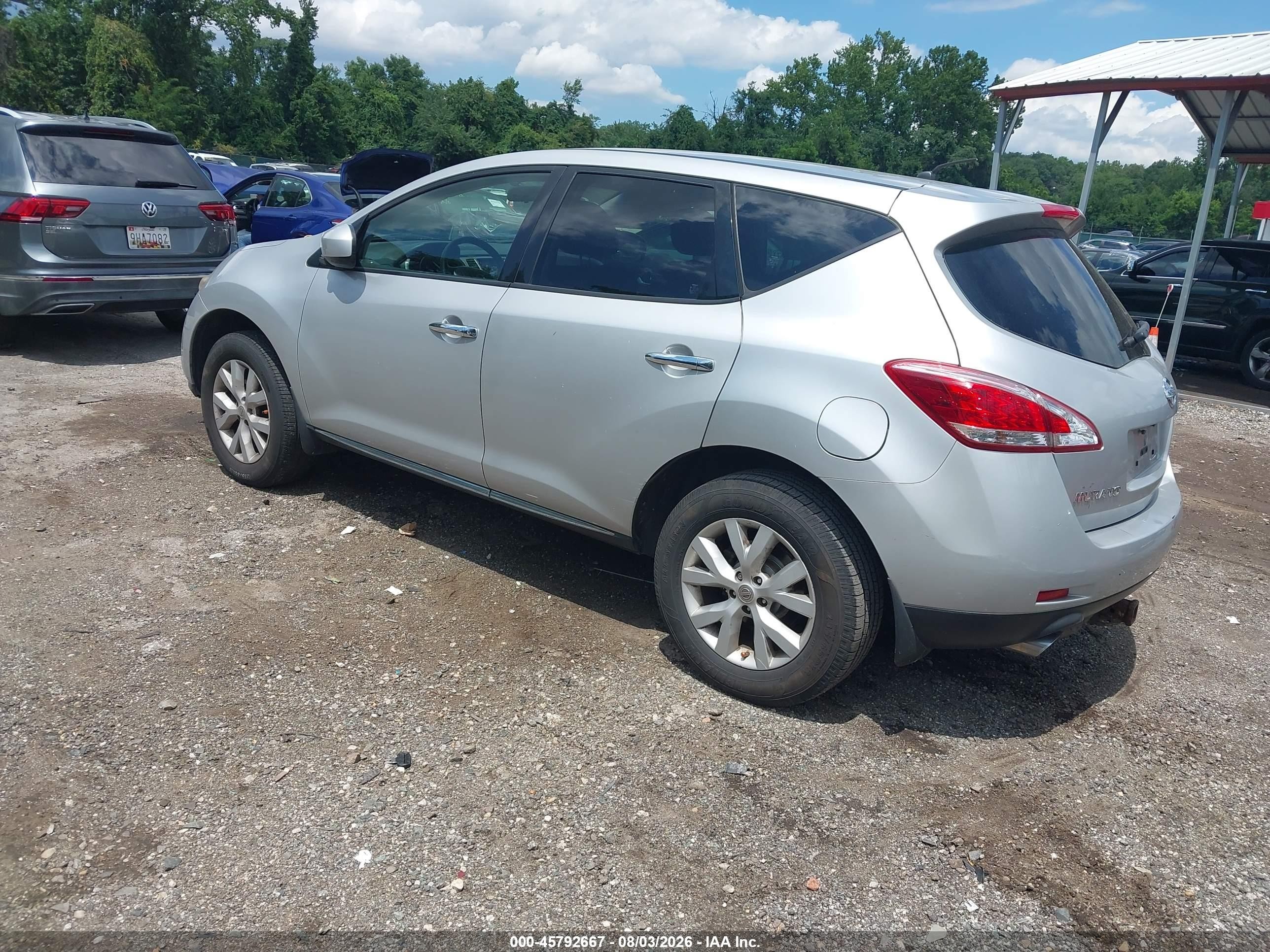 2012 Nissan Murano S Silver vin: JN8AZ1MU5CW108147