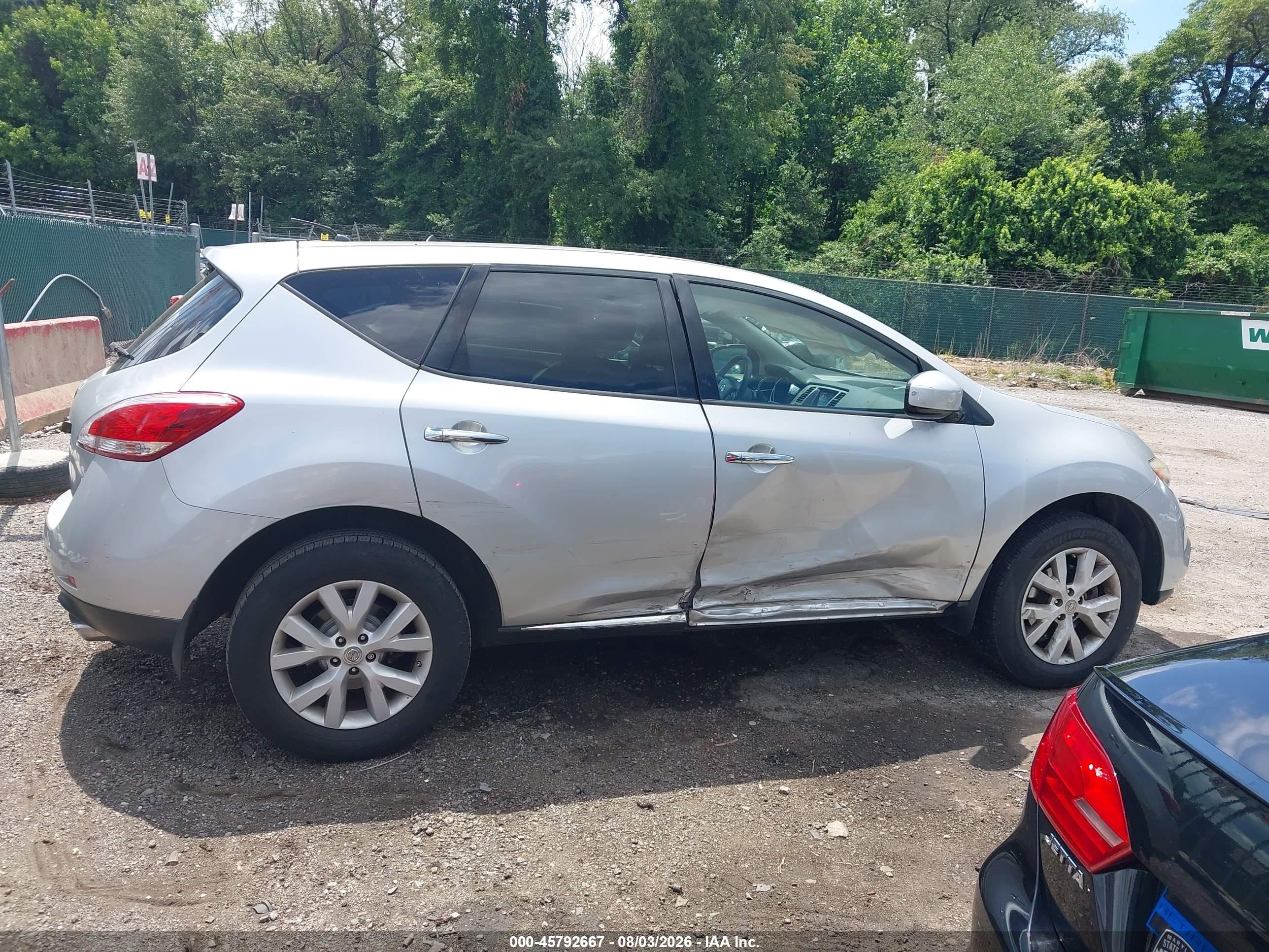 2012 Nissan Murano S Silver vin: JN8AZ1MU5CW108147