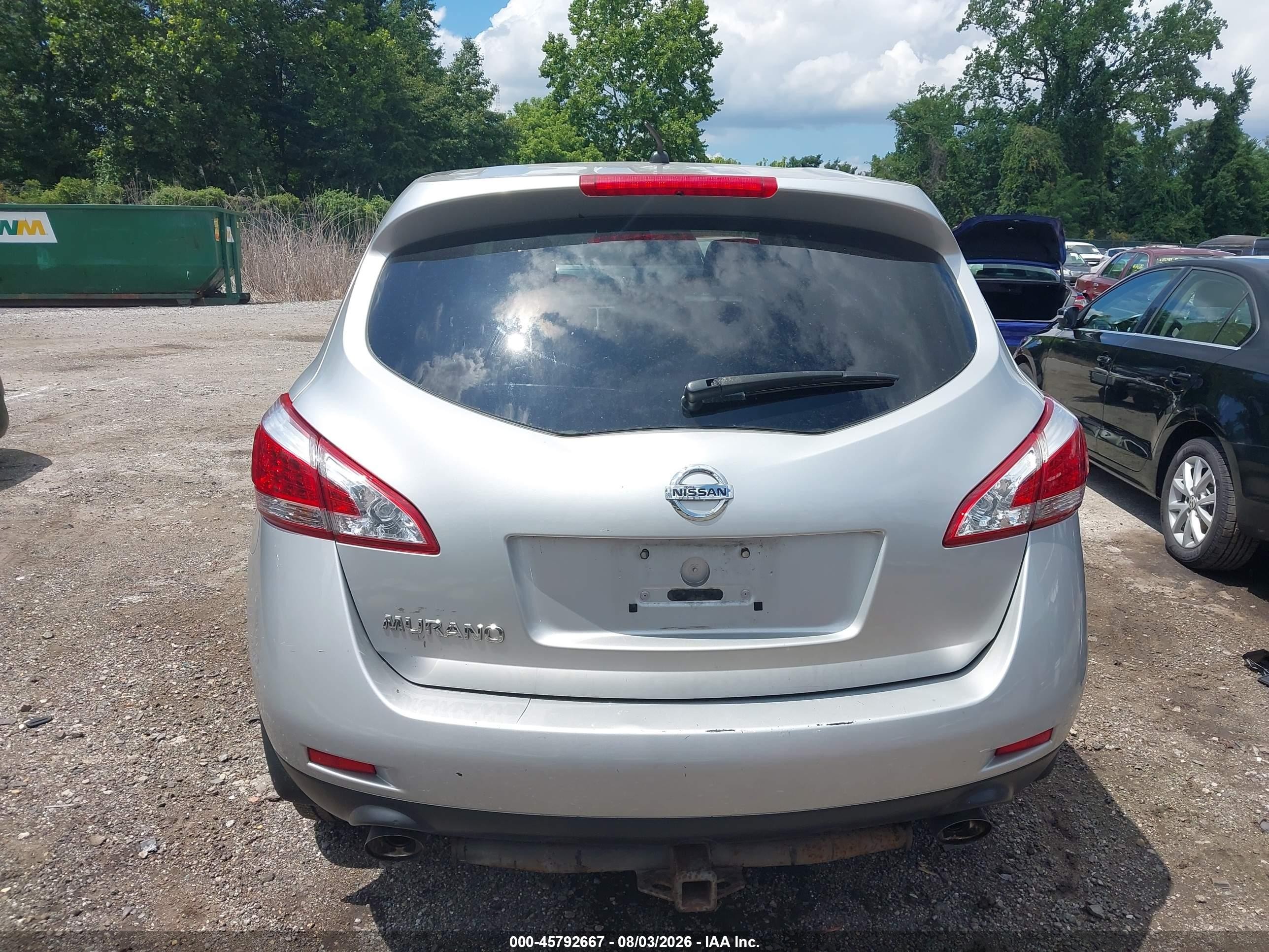 2012 Nissan Murano S Silver vin: JN8AZ1MU5CW108147