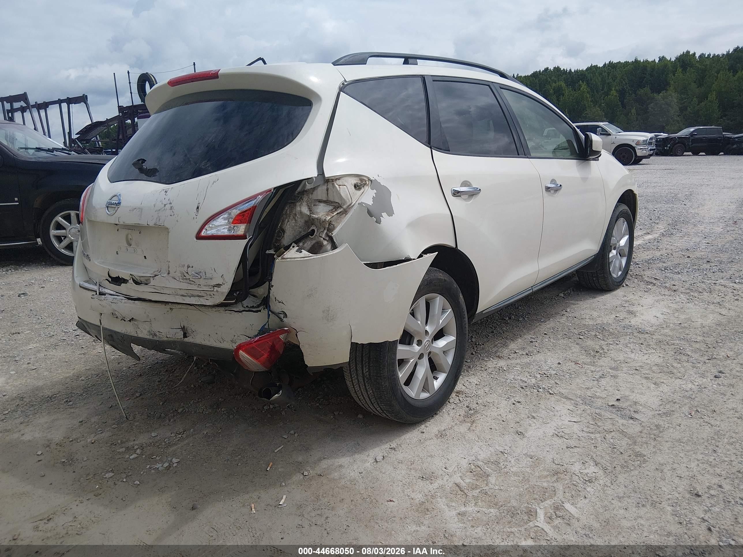 2013 Nissan Murano Sl White vin: JN8AZ1MU5DW211599
